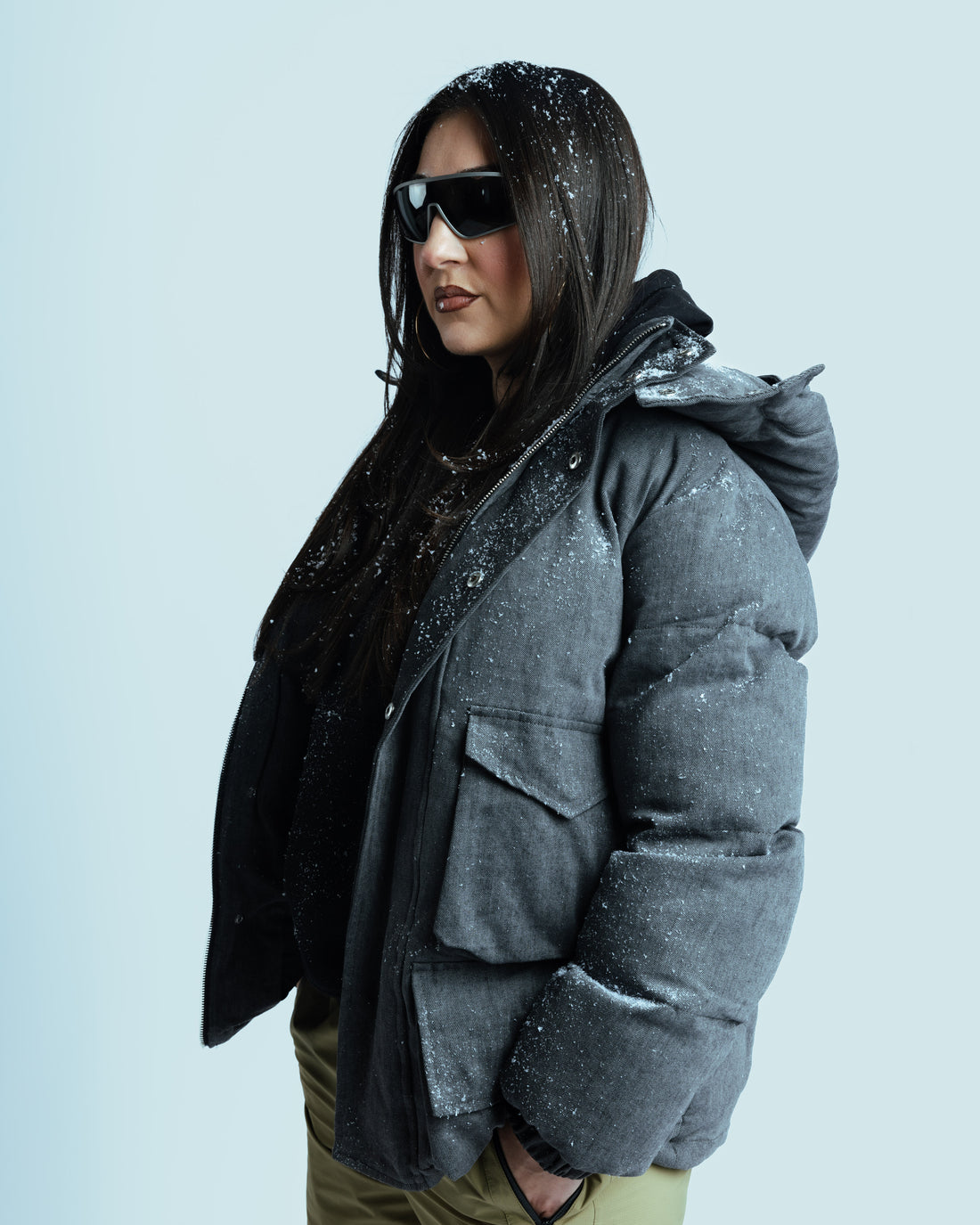 DENIM PUFFER COAT
