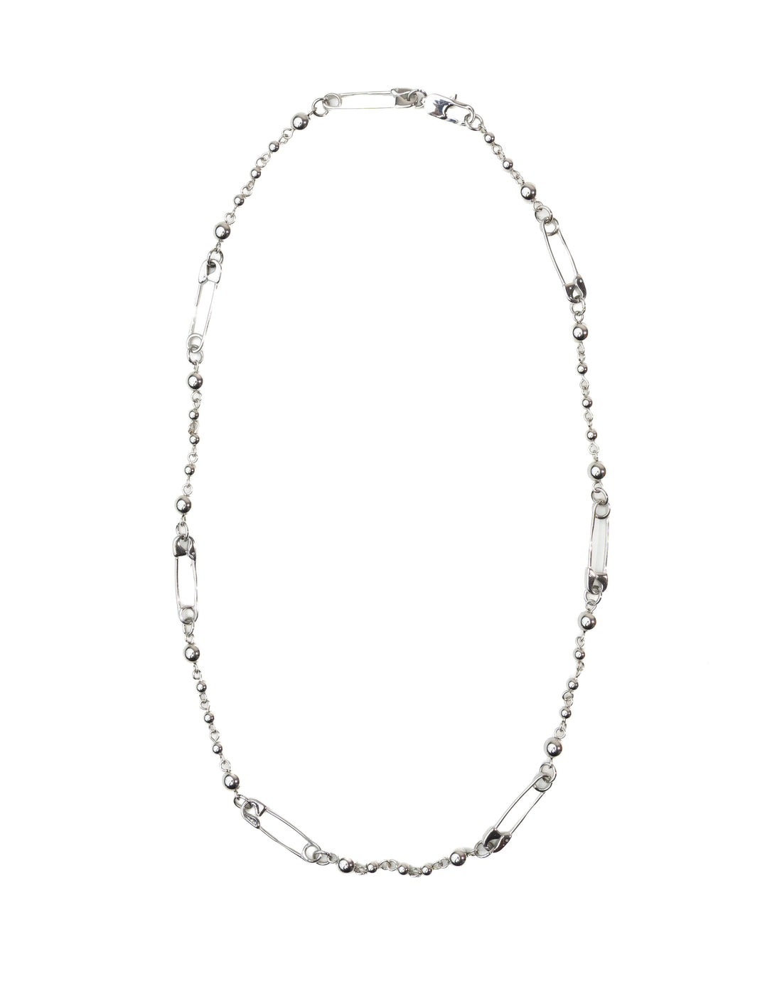 Safety Pin Necklace Silver
