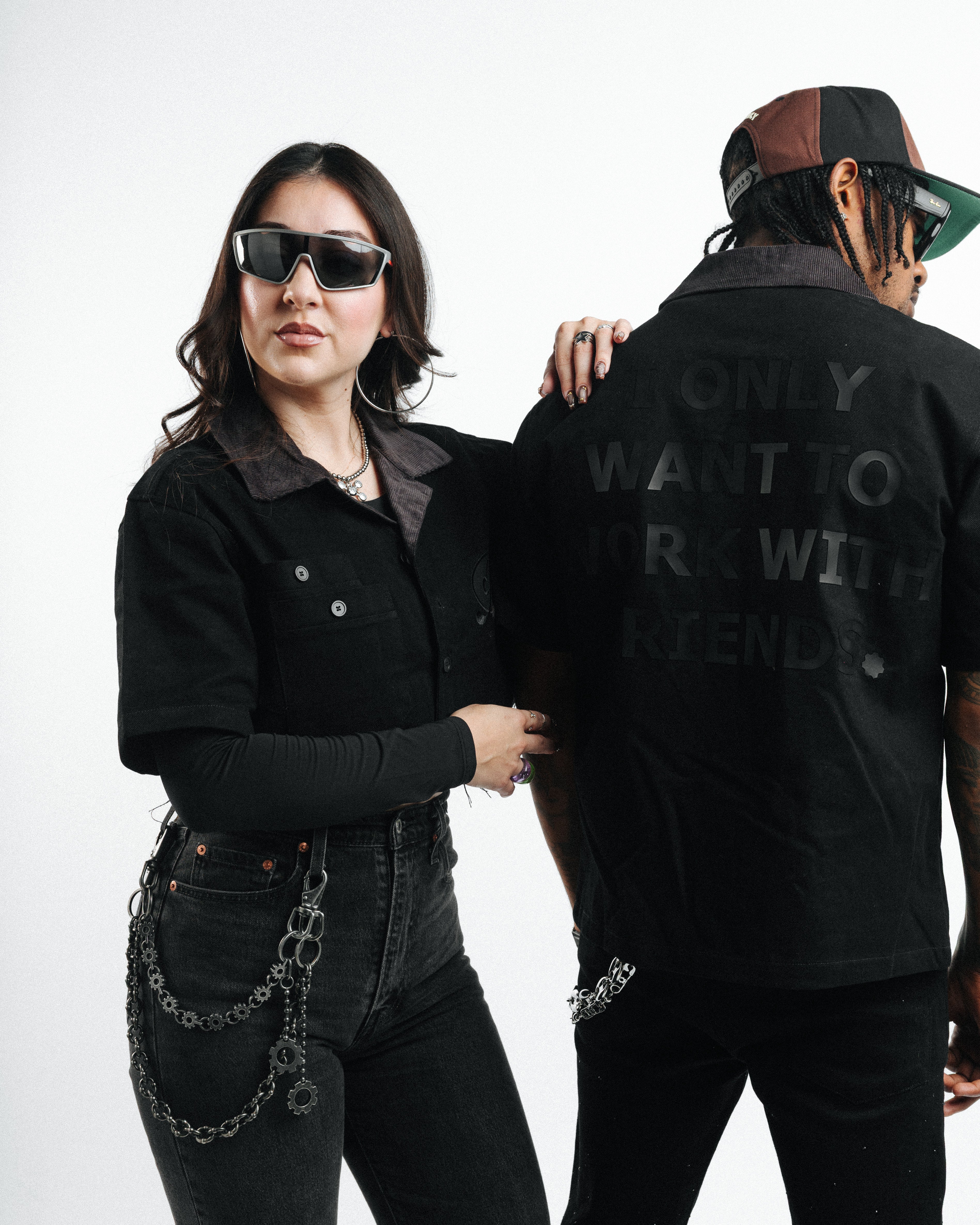 TRIPLE BLACK "Hér" WORKSHIRT ( CROPPED )