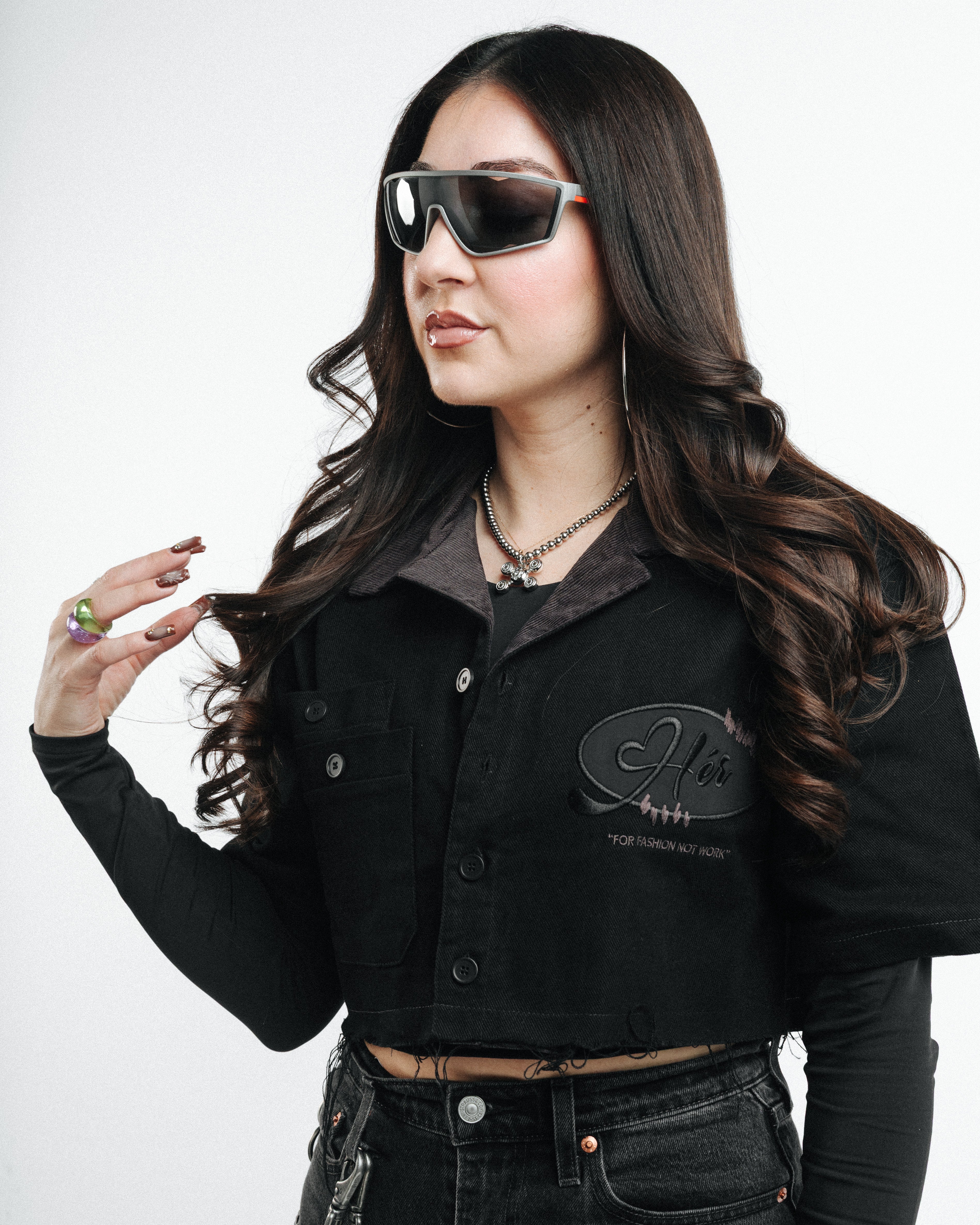 TRIPLE BLACK "Hér" WORKSHIRT ( CROPPED )