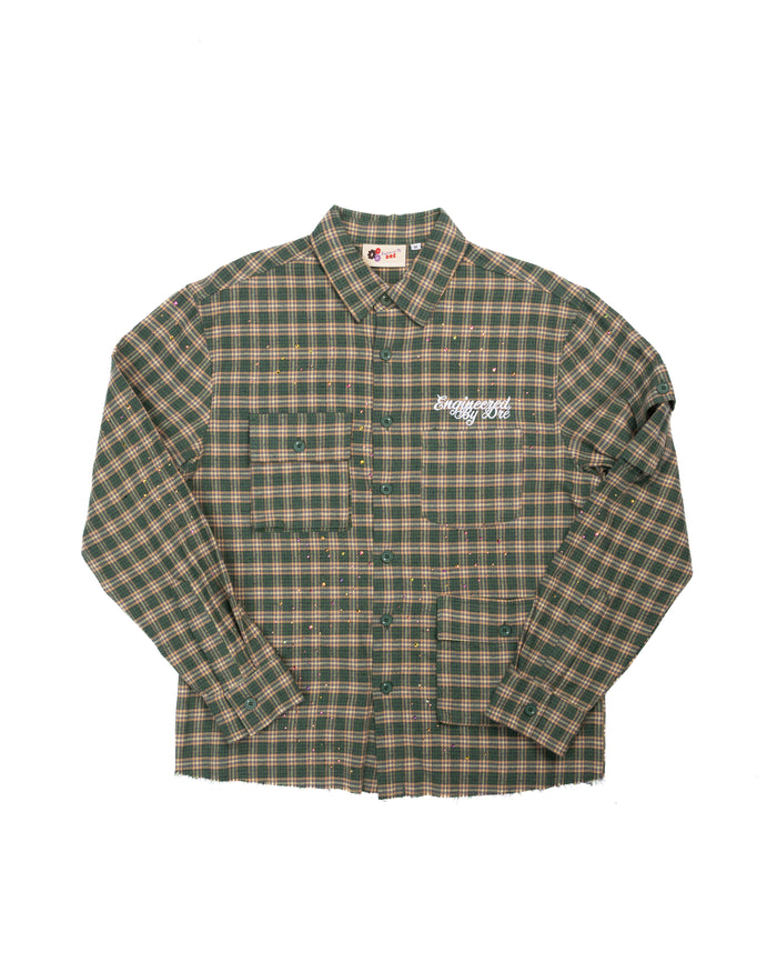 GREEN RHINESTONE FLANNEL