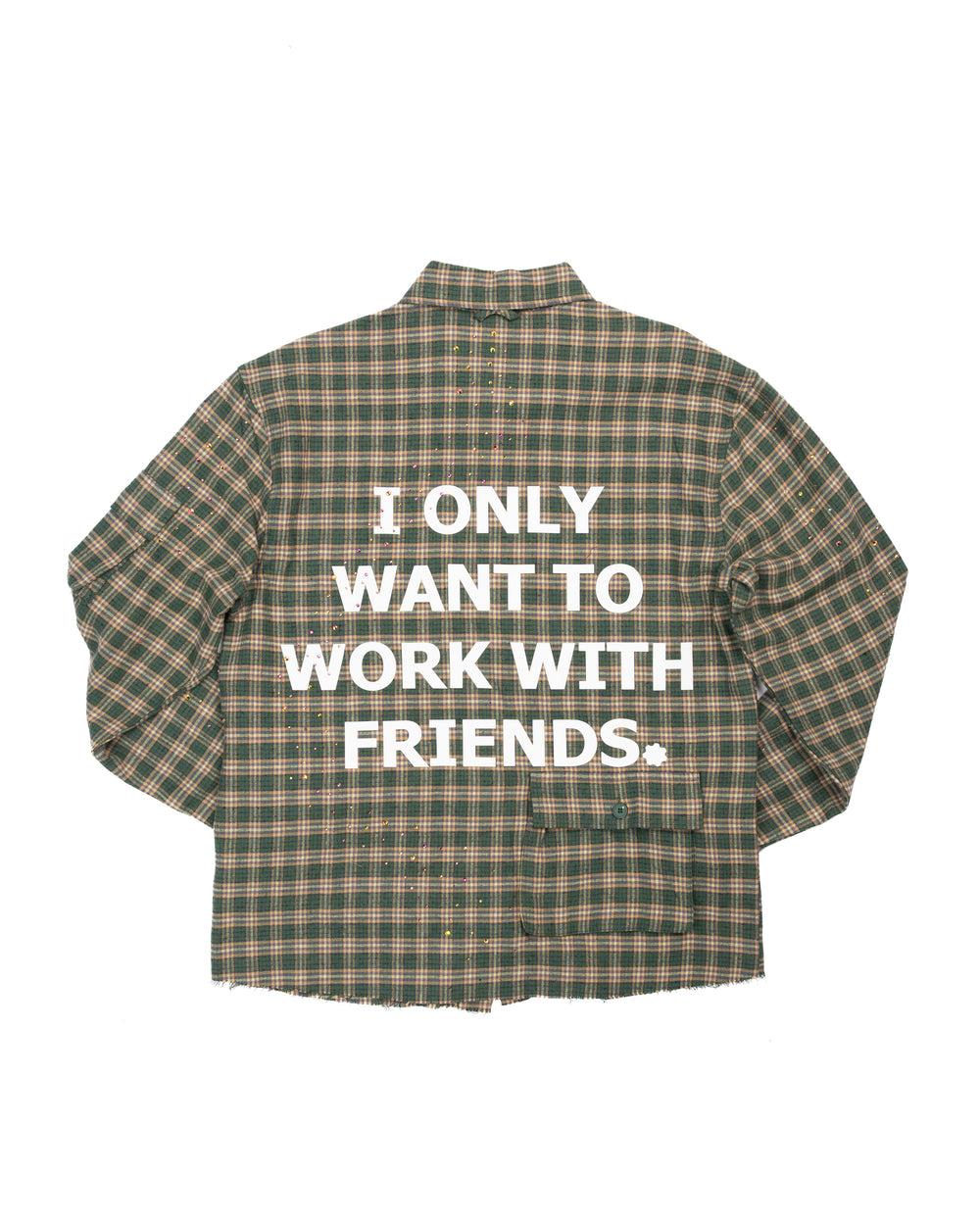 GREEN RHINESTONE FLANNEL back view