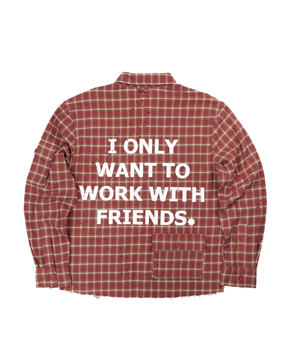 RED RHINESTONE FLANNEL back view