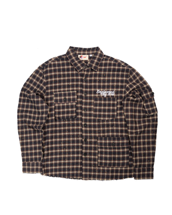 BROWN RHINESTONE FLANNEL