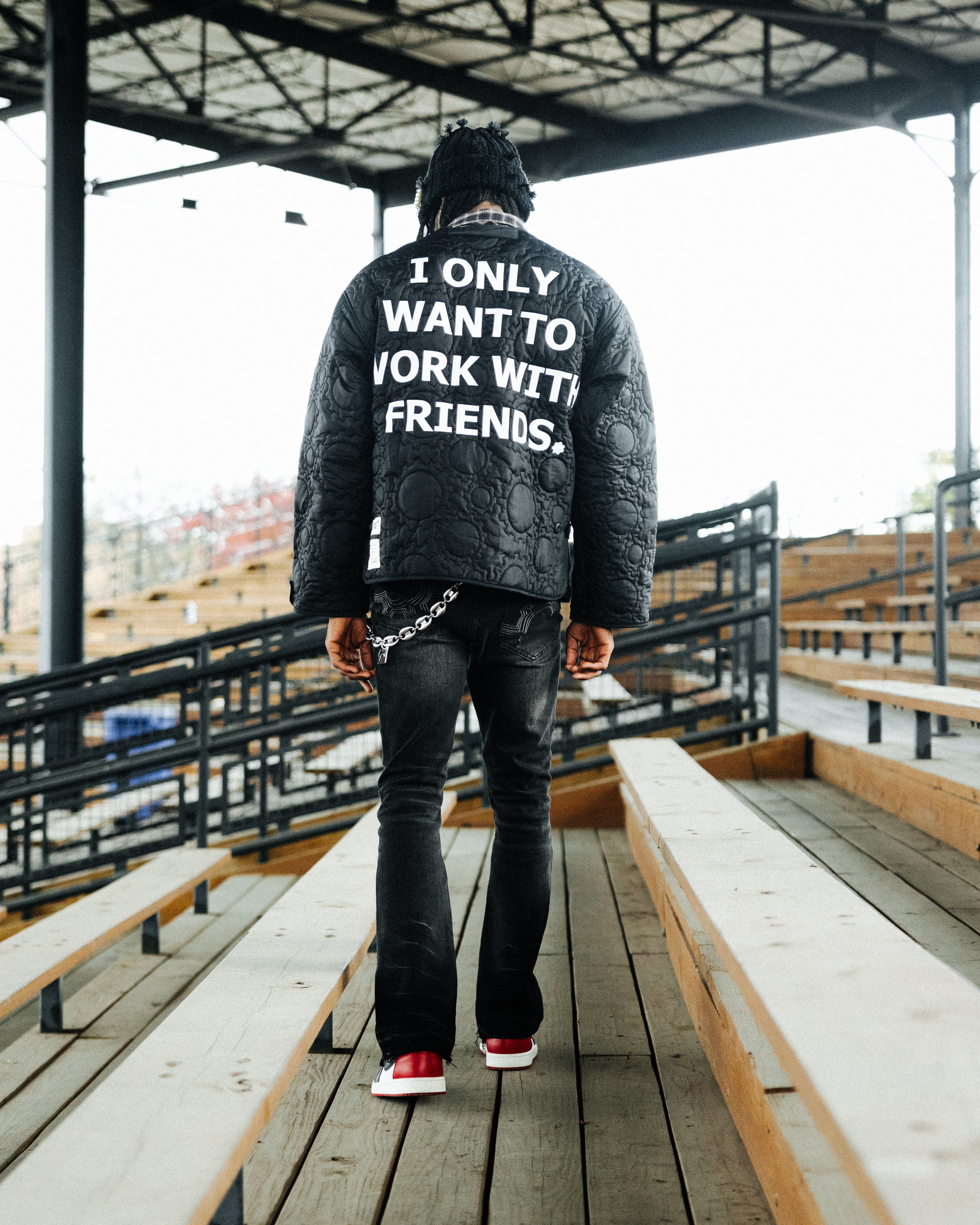 Custom Gear Shaped Quilted Jacket ( BLACK )