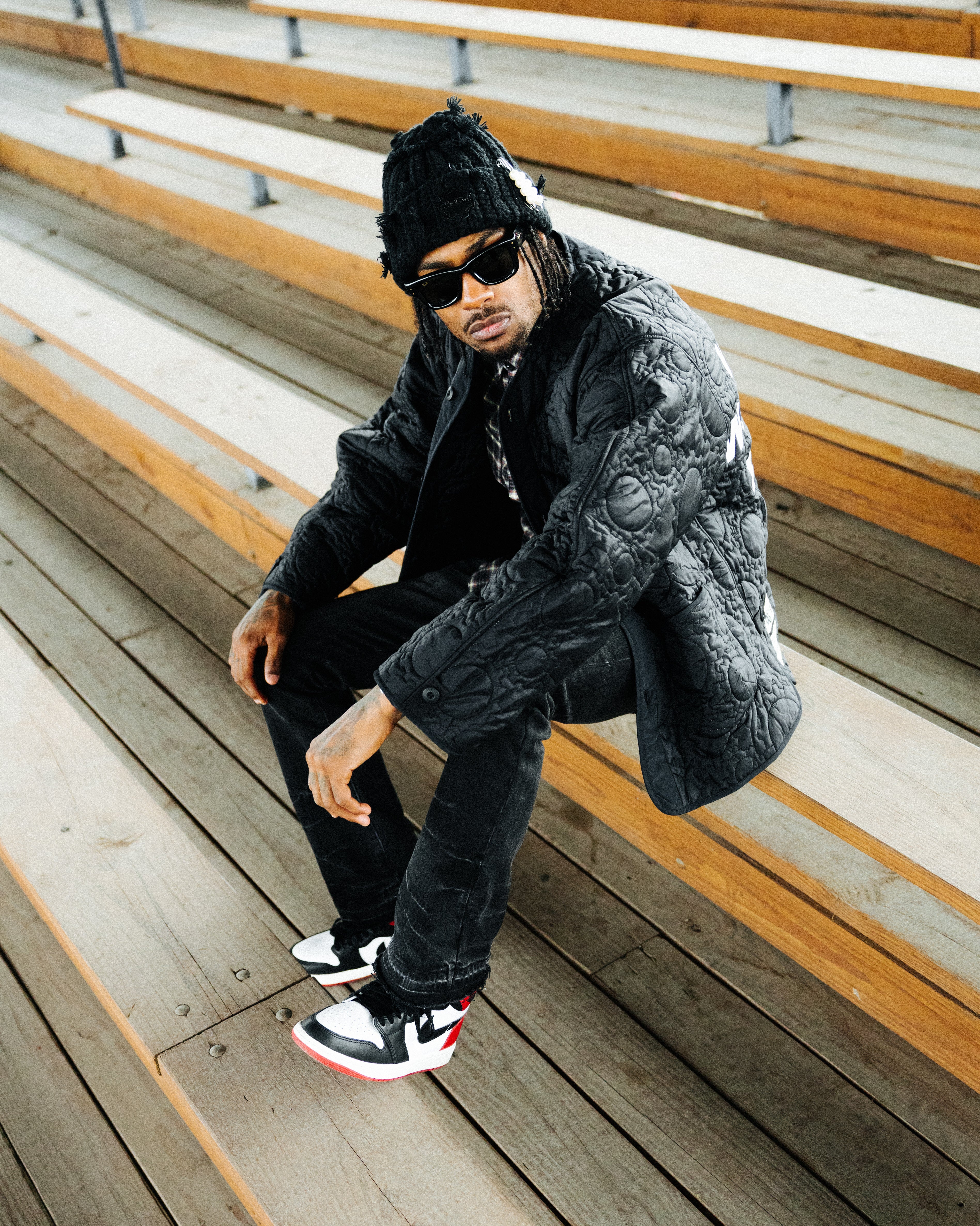 Custom Gear Shaped Quilted Jacket ( BLACK )