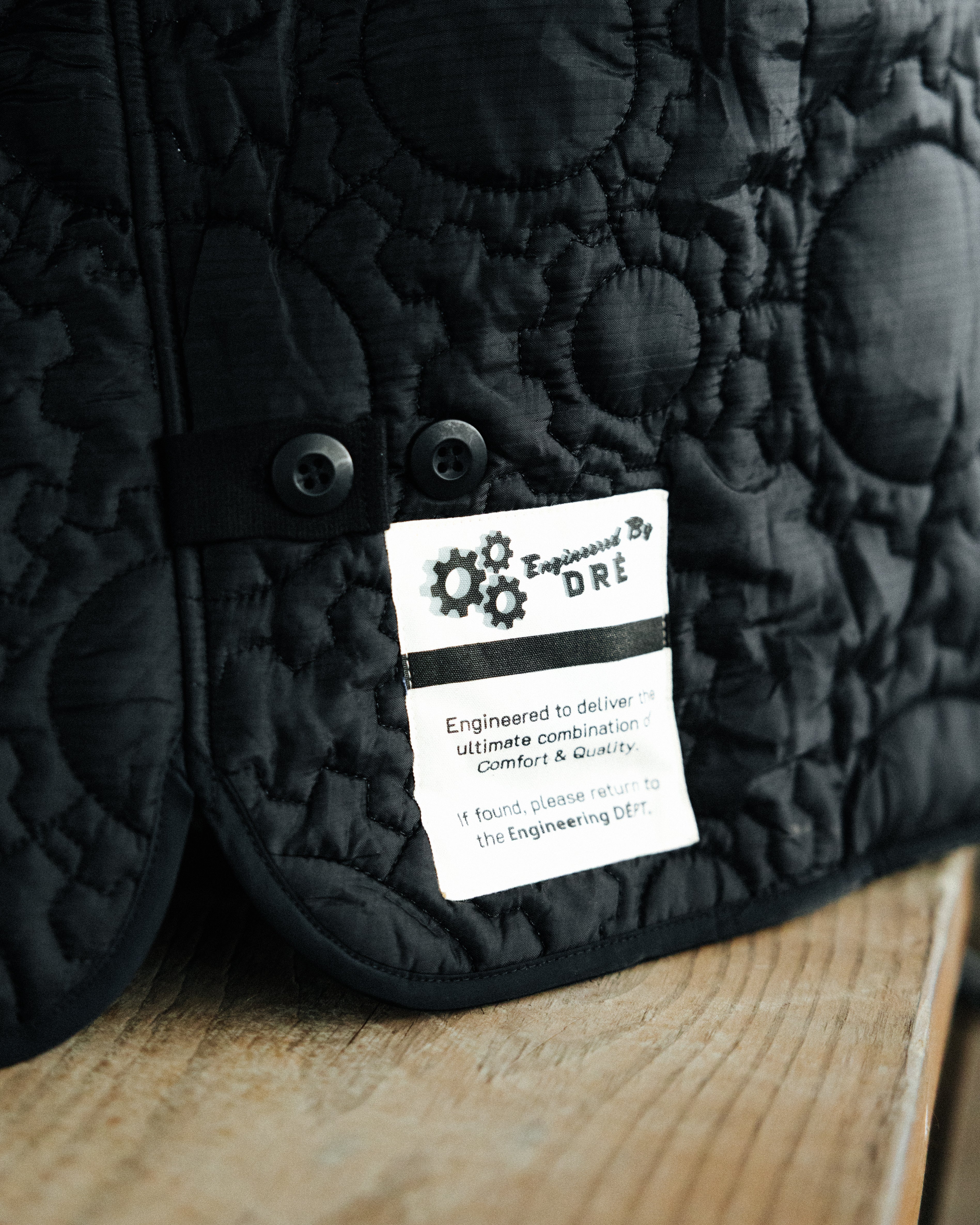 Custom Gear Shaped Quilted Jacket ( BLACK )