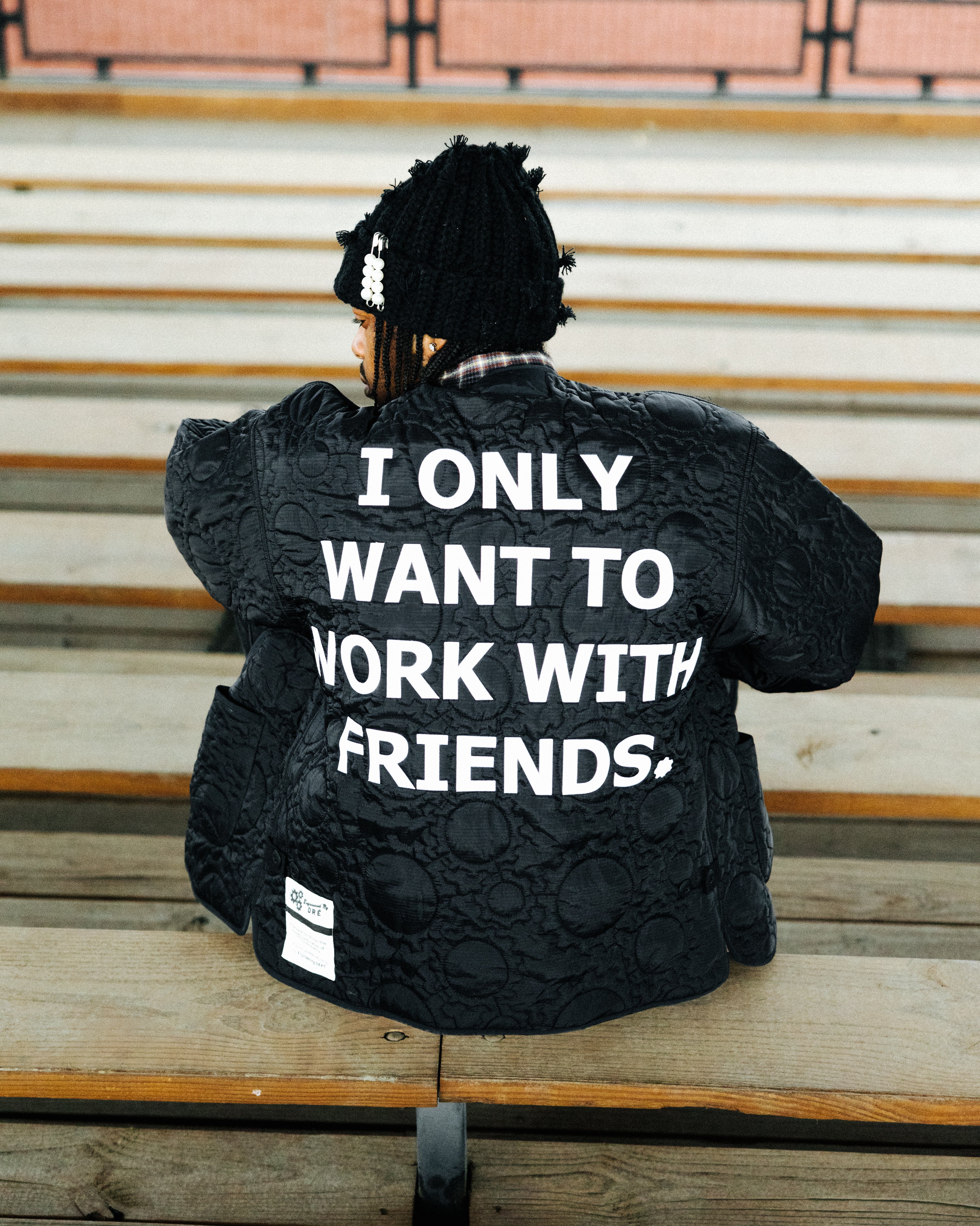 Custom Gear Shaped Quilted Jacket ( BLACK )