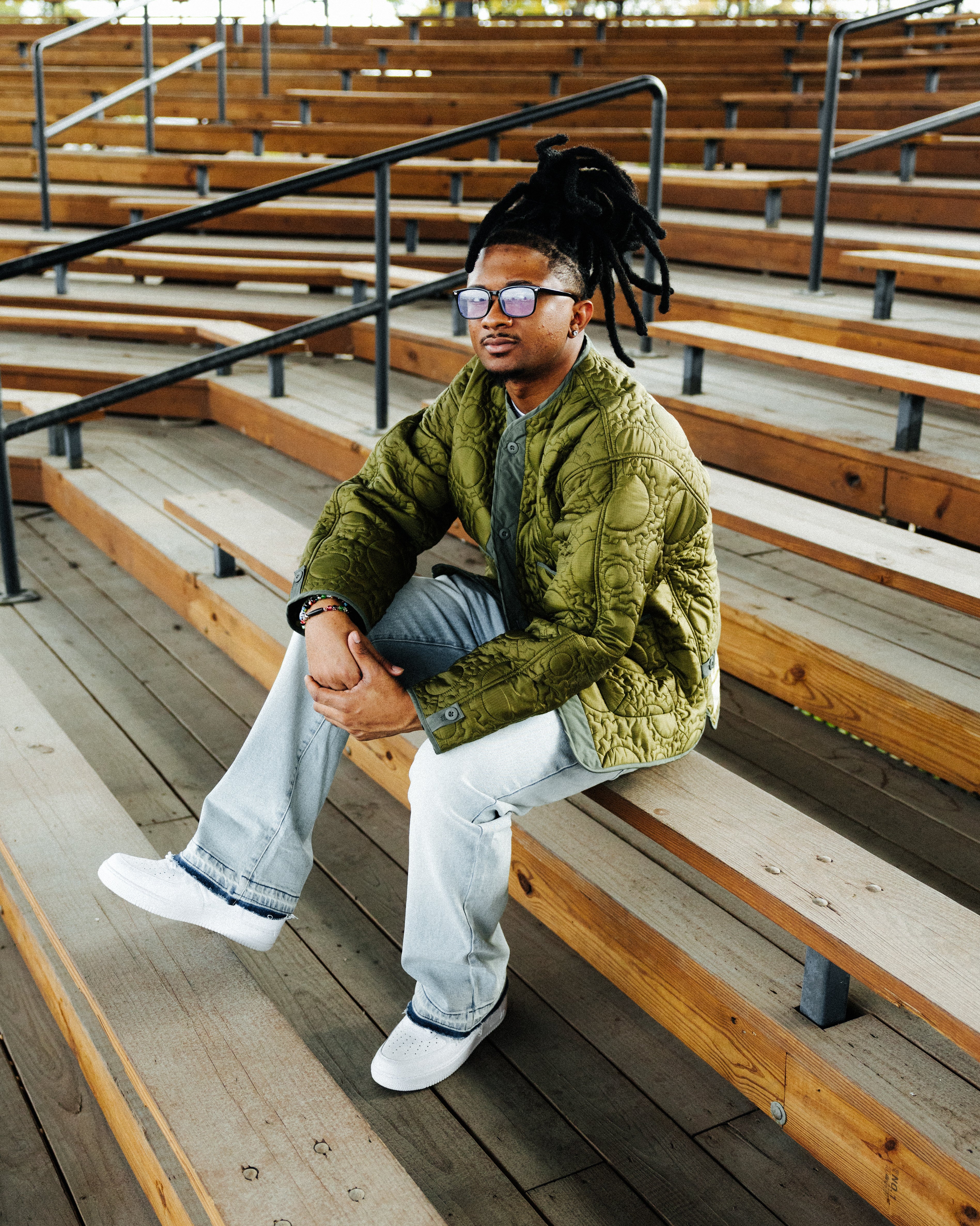 Custom Gear Shaped Quilted Jacket ( GREEN )