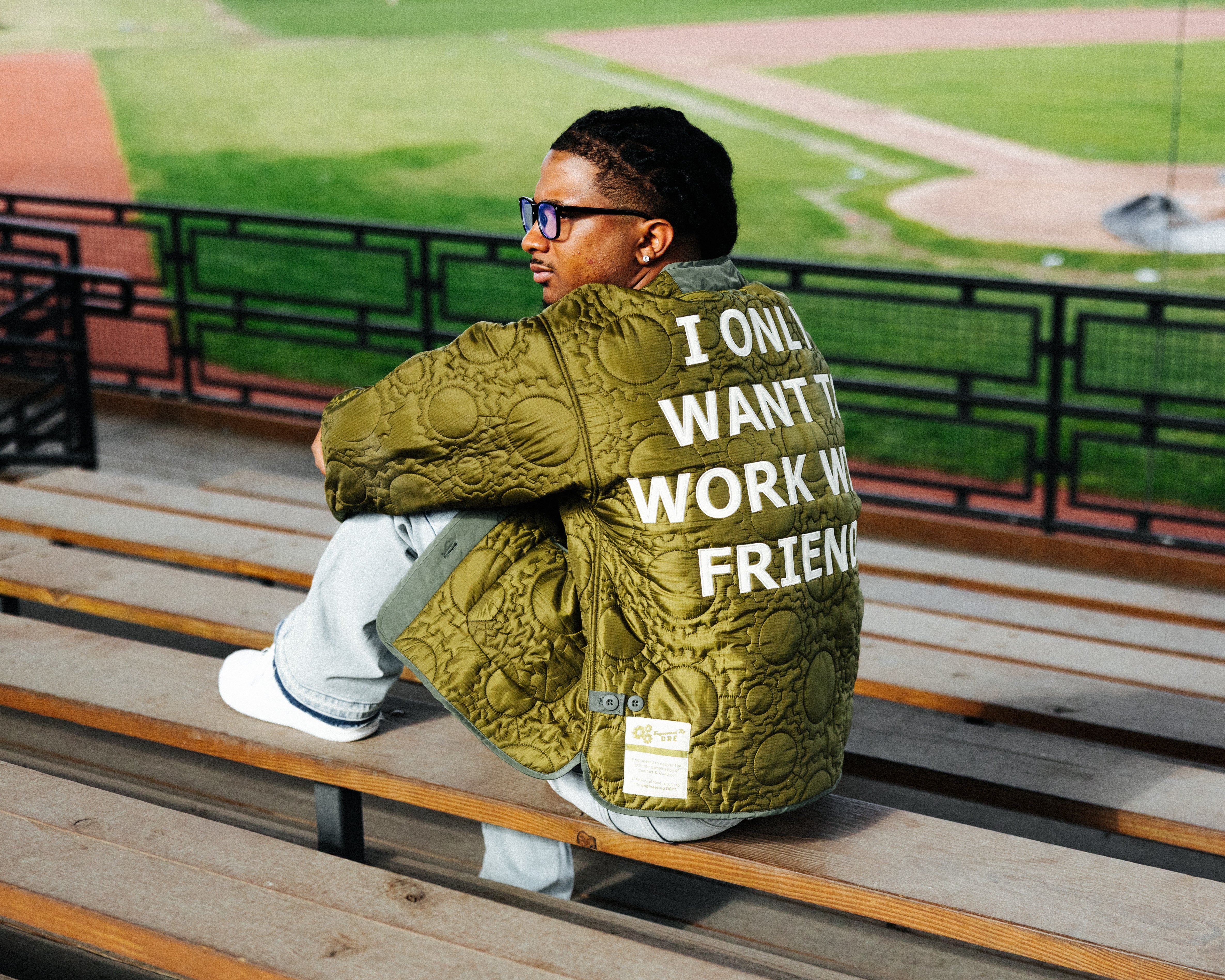 Custom Gear Shaped Quilted Jacket ( GREEN )