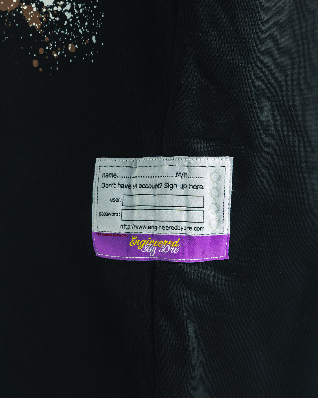 Engineered by Dré label detail on Friends Sweats