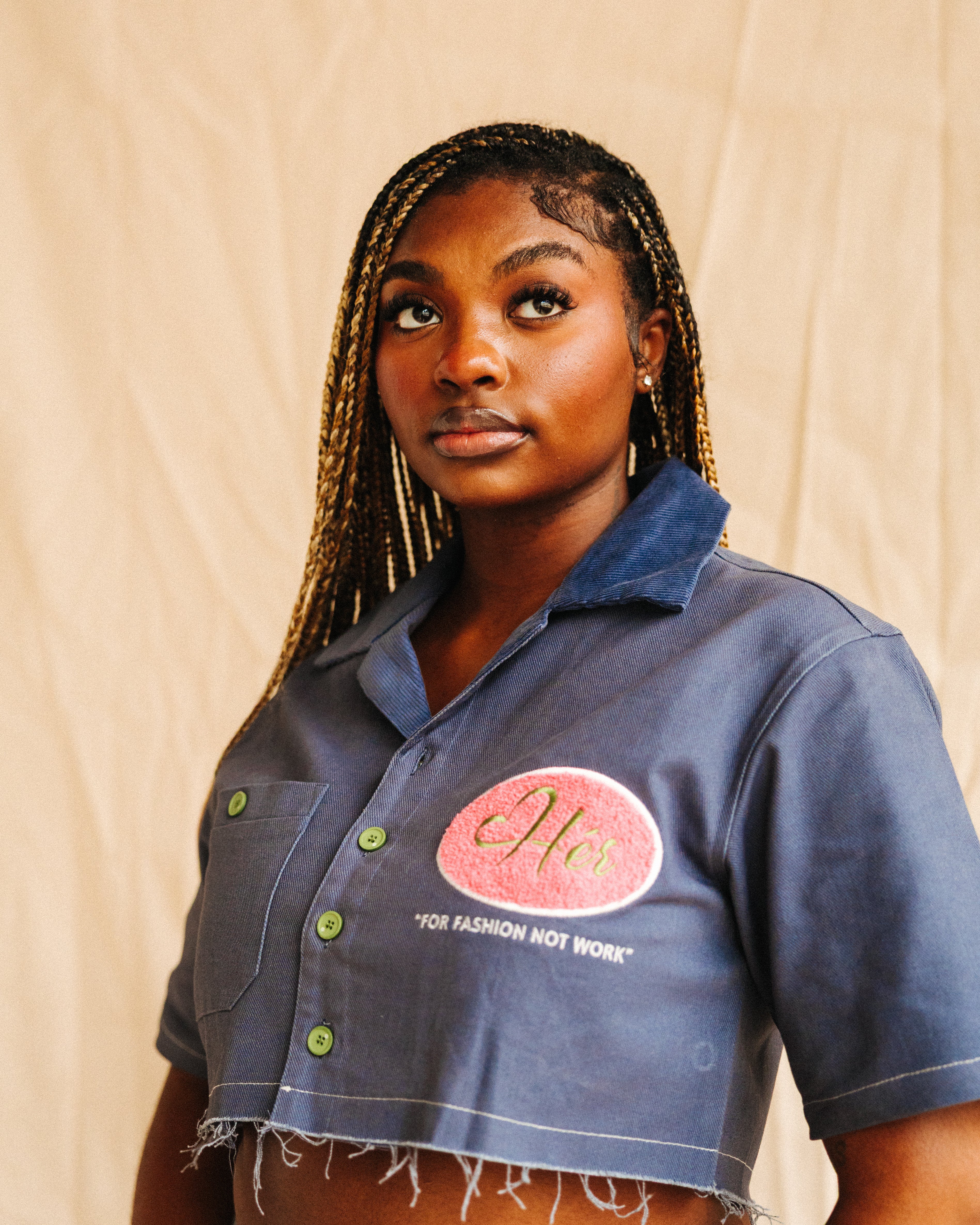 DENIM BLUE "Hér" WORKSHIRT ( CROPPED )