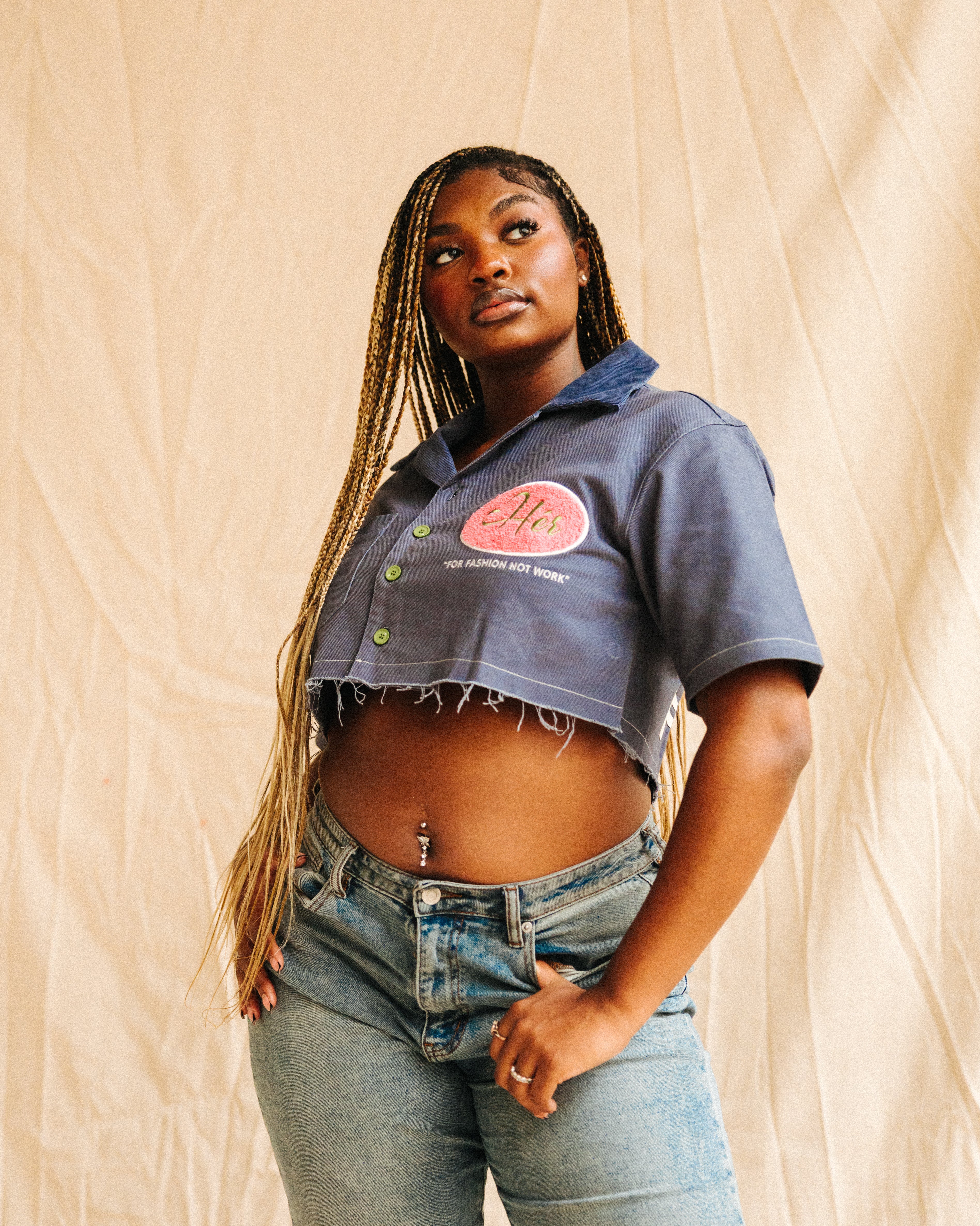 DENIM BLUE "Hér" WORKSHIRT ( CROPPED )