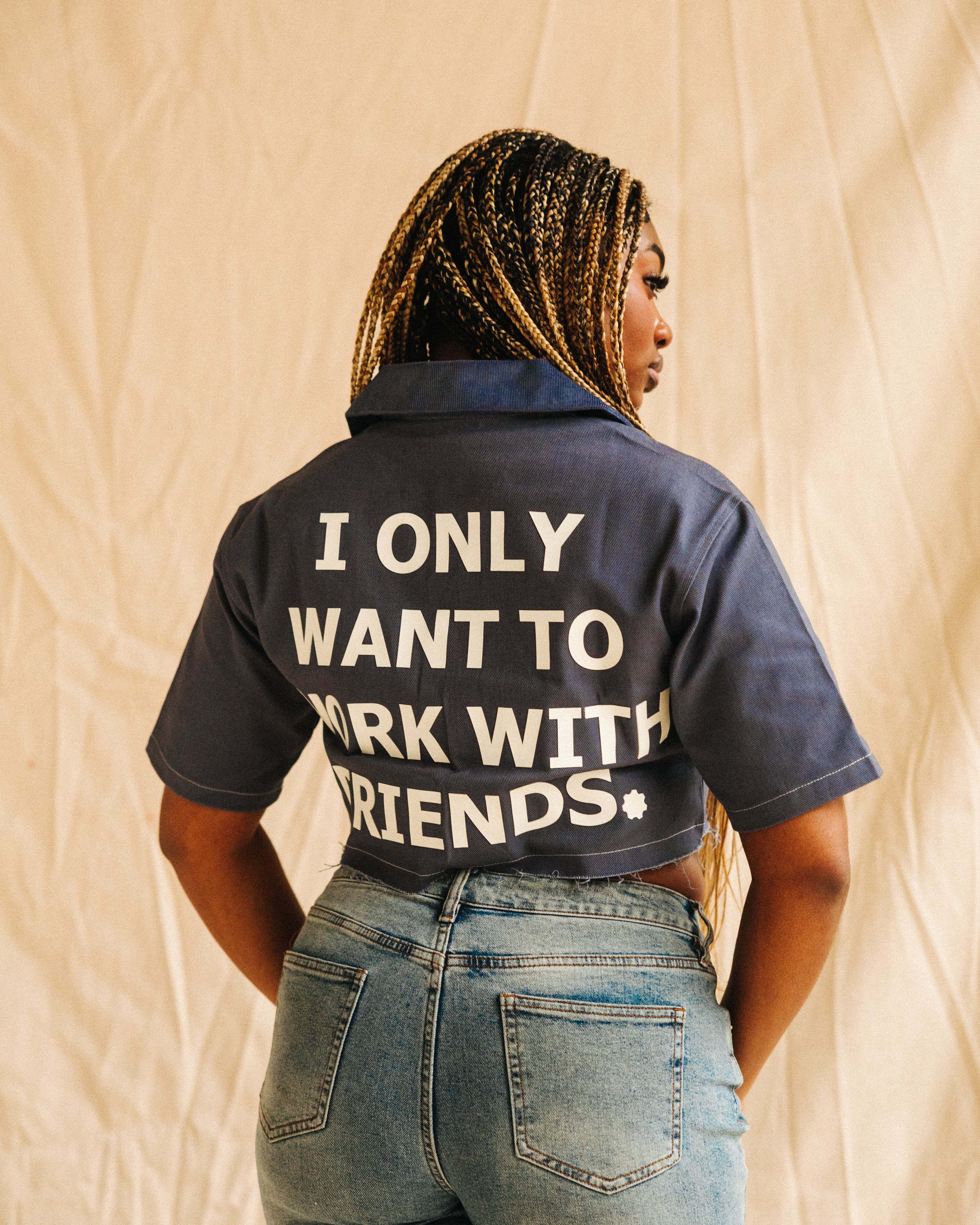 DENIM BLUE "Hér" WORKSHIRT ( CROPPED )