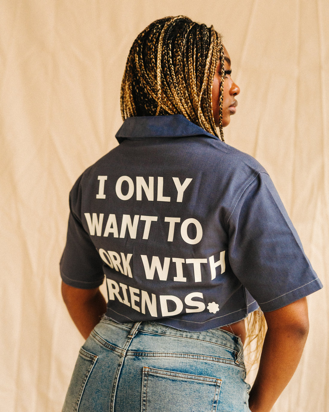 DENIM BLUE "Hér" WORKSHIRT ( CROPPED )