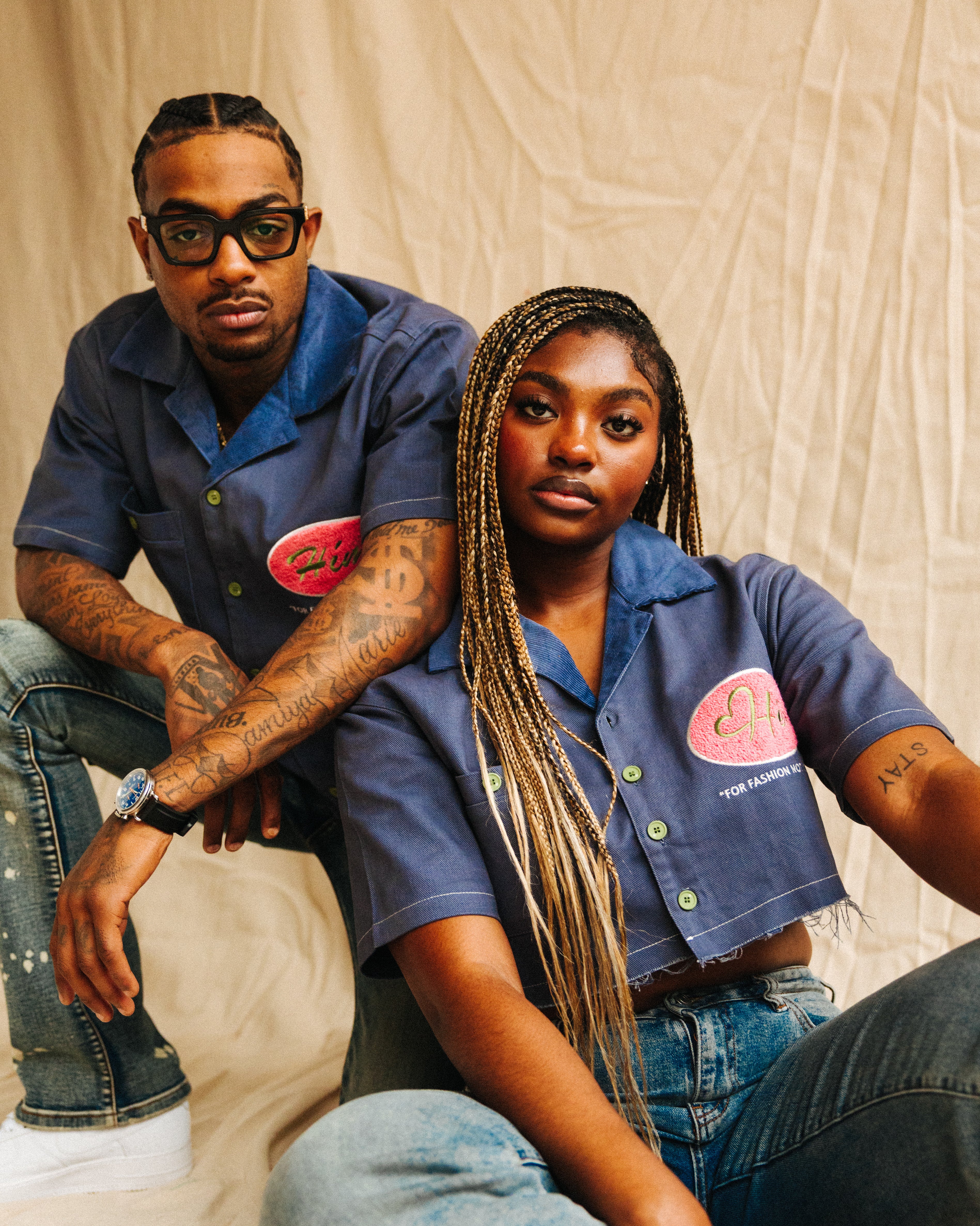 DENIM BLUE "Hér" WORKSHIRT ( CROPPED )