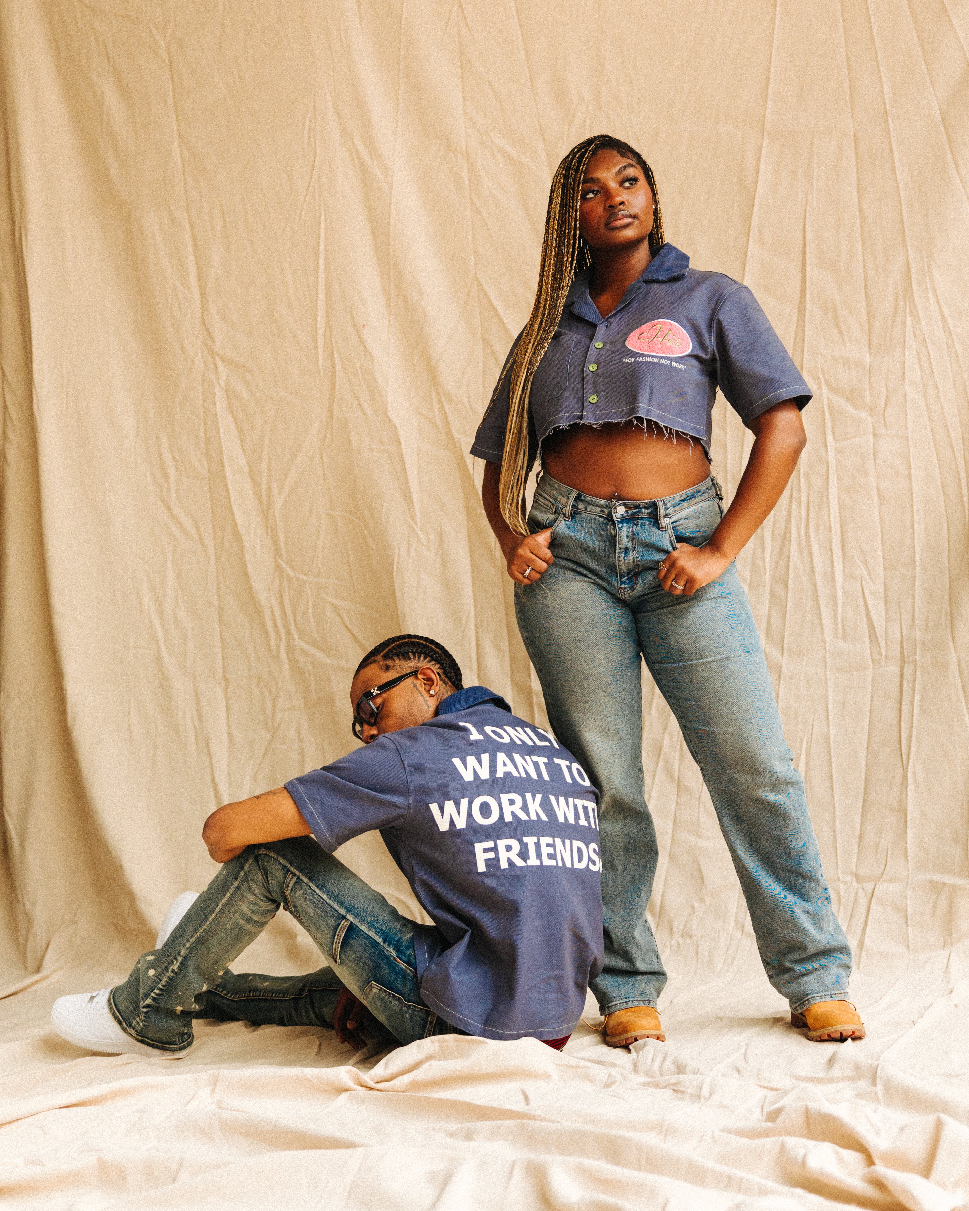 DENIM BLUE "Hér" WORKSHIRT ( CROPPED )