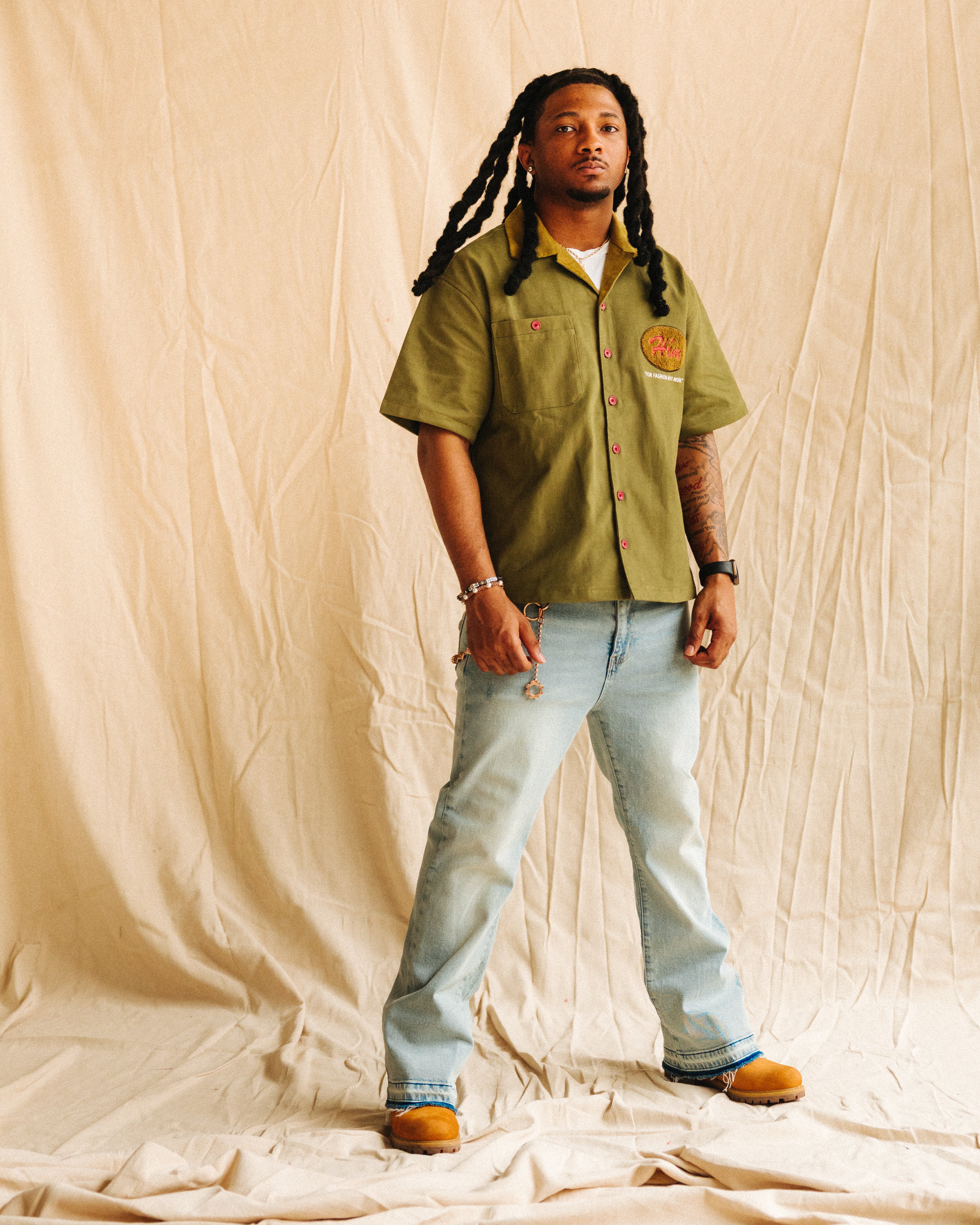 DENIM GREEN "Hím" WORKSHIRT