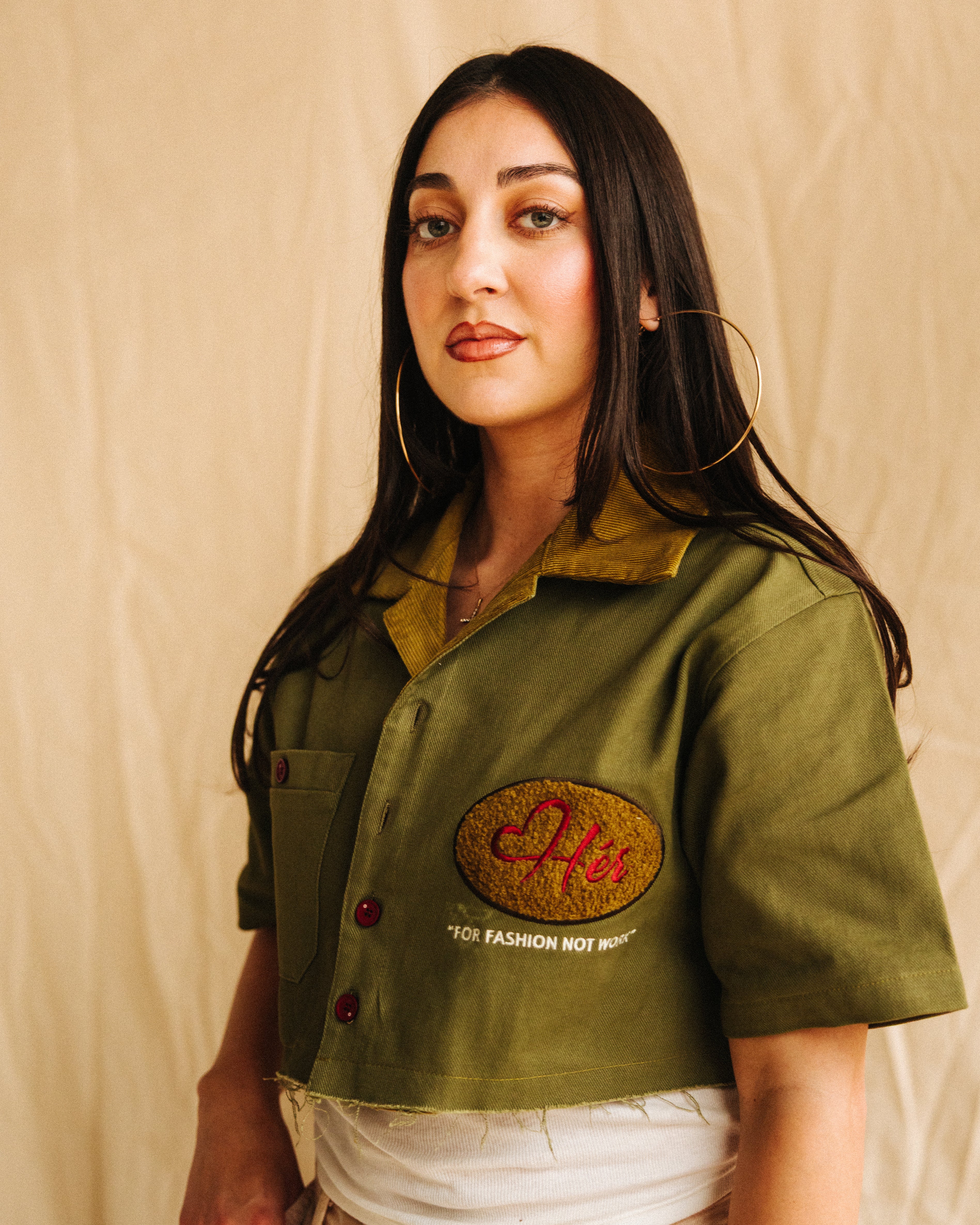 DENIM GREEN "Hér" WORKSHIRT ( CROPPED )