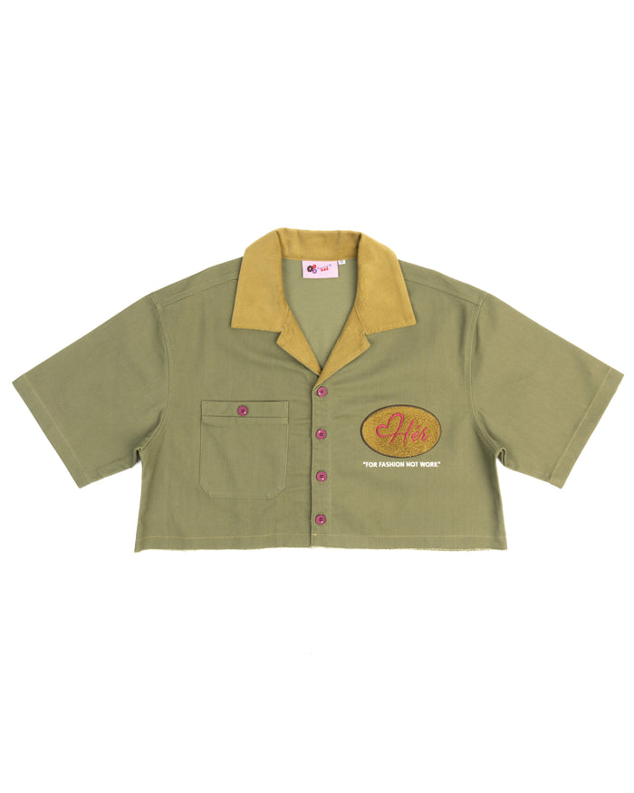DENIM GREEN "Hér" WORKSHIRT ( CROPPED )