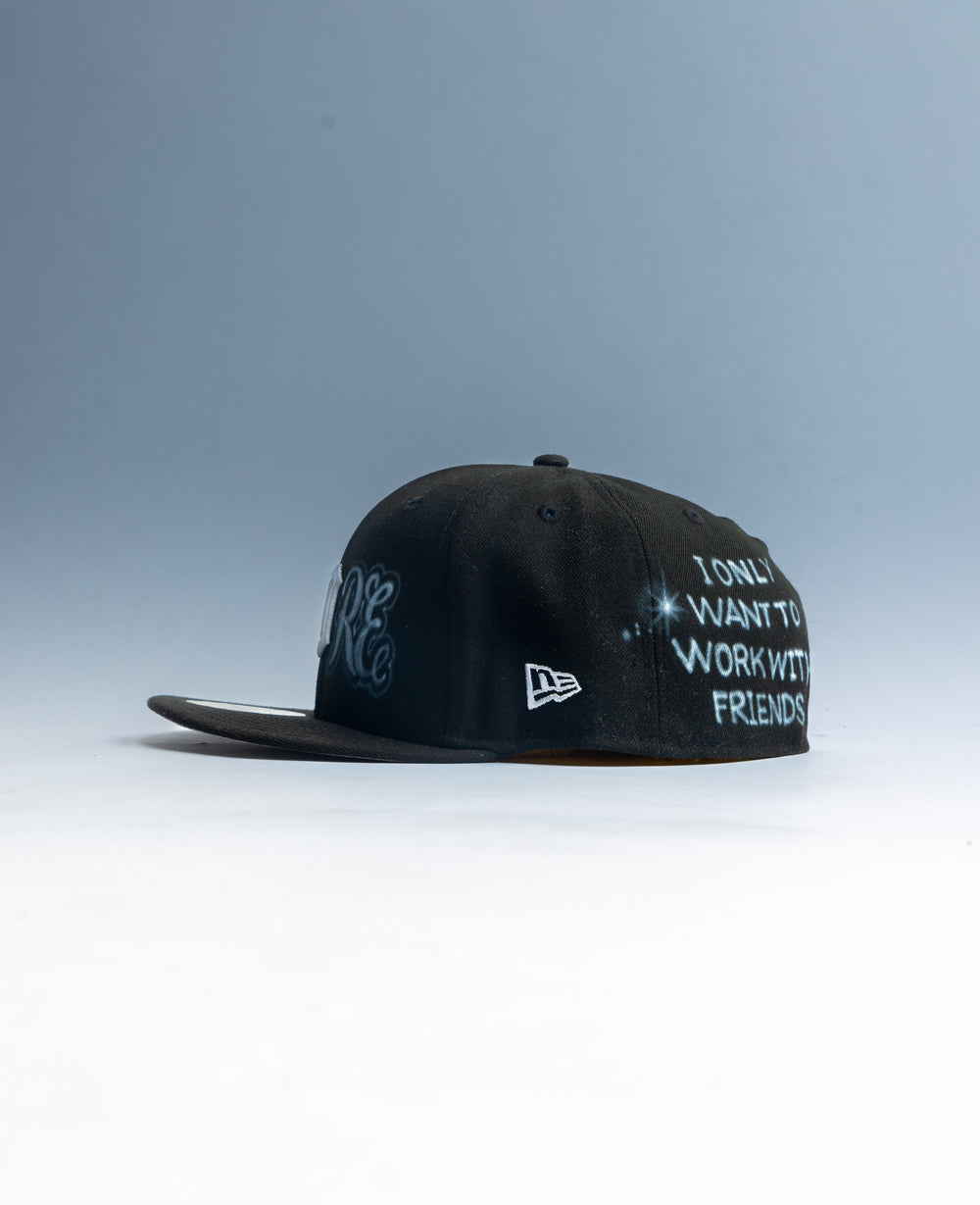 AIRBRUSHED NEW ERA FITTED [ DET ] ( BLK ) back view