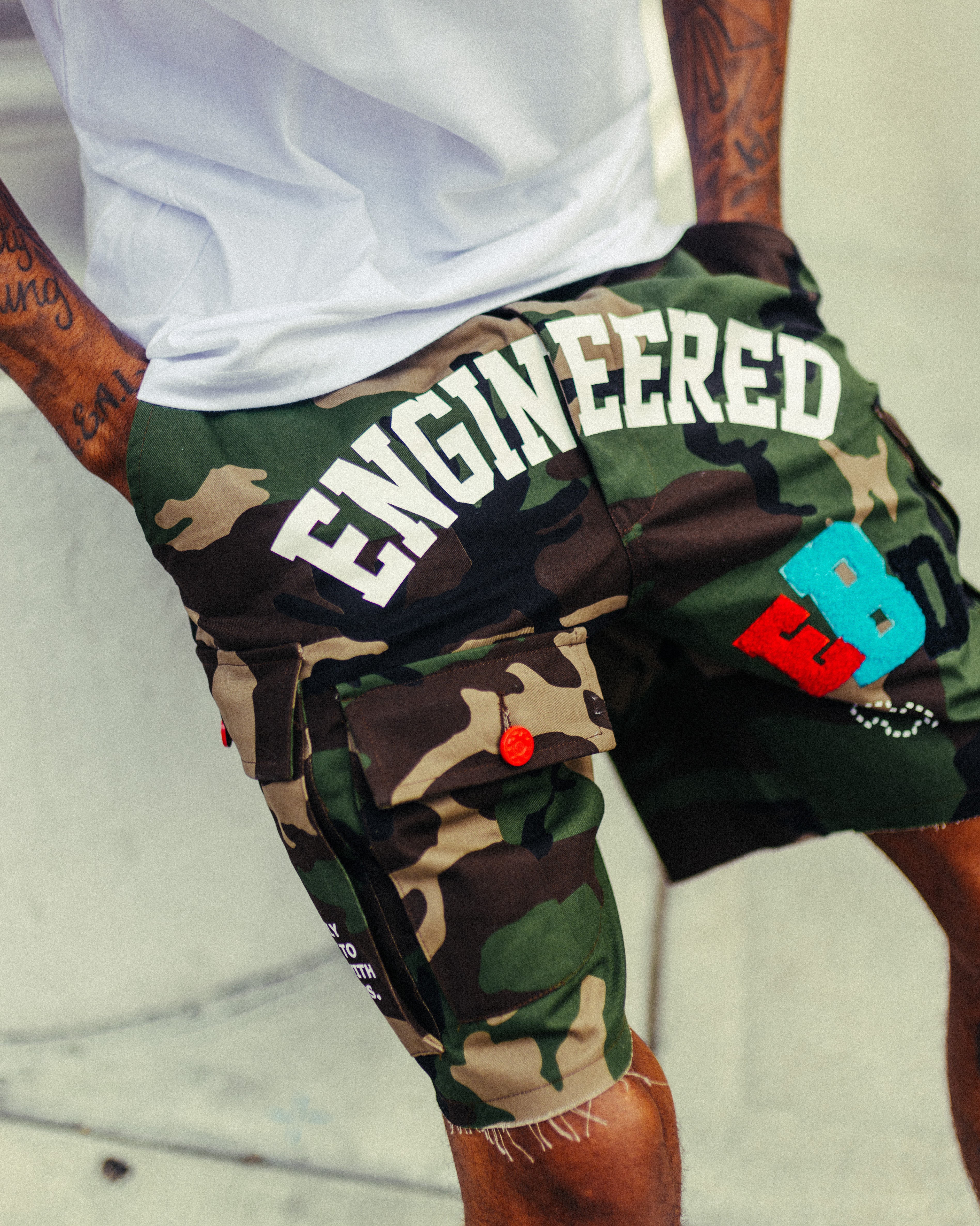 Collegiate Camo Cargo Shorts