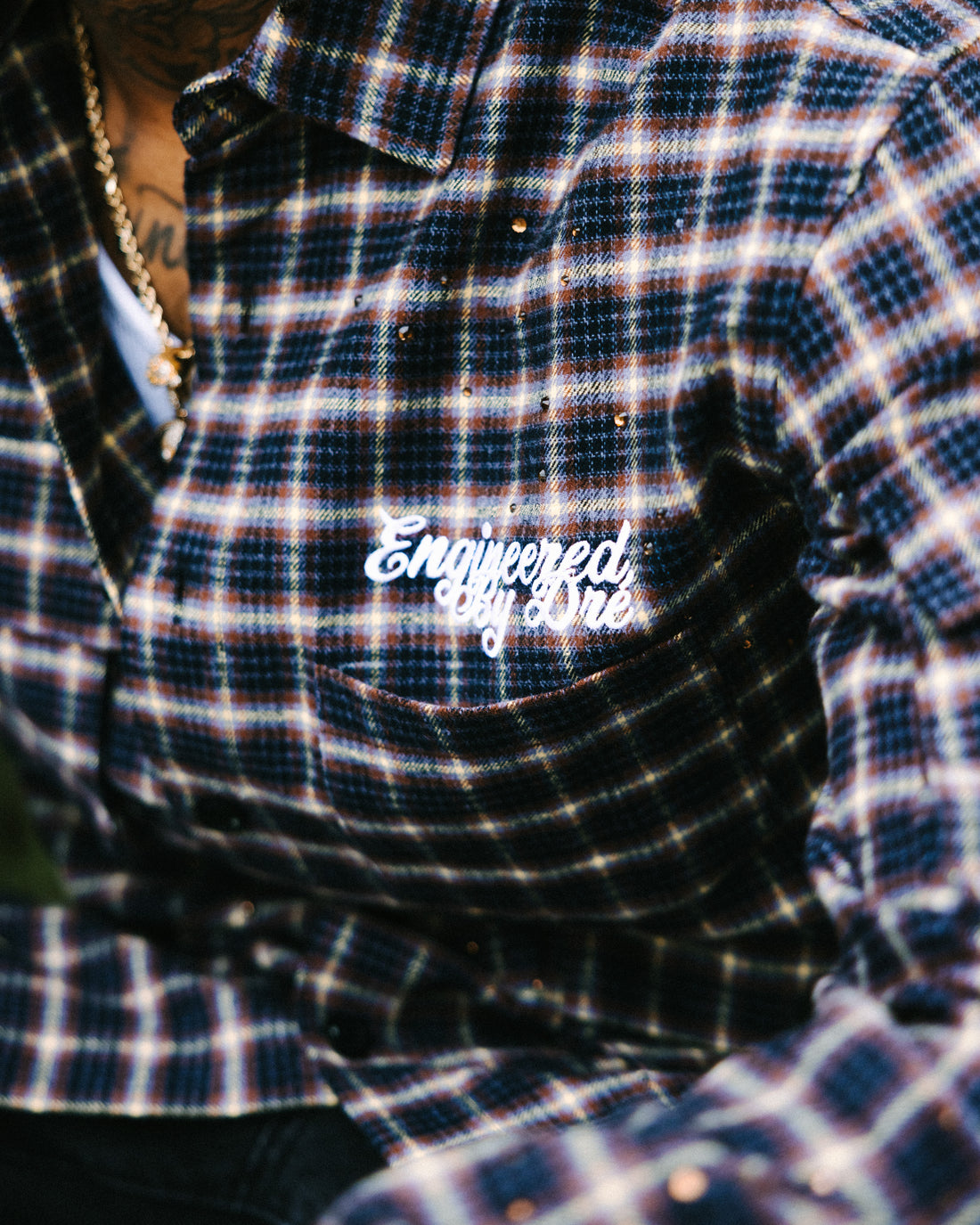 BROWN RHINESTONE FLANNEL