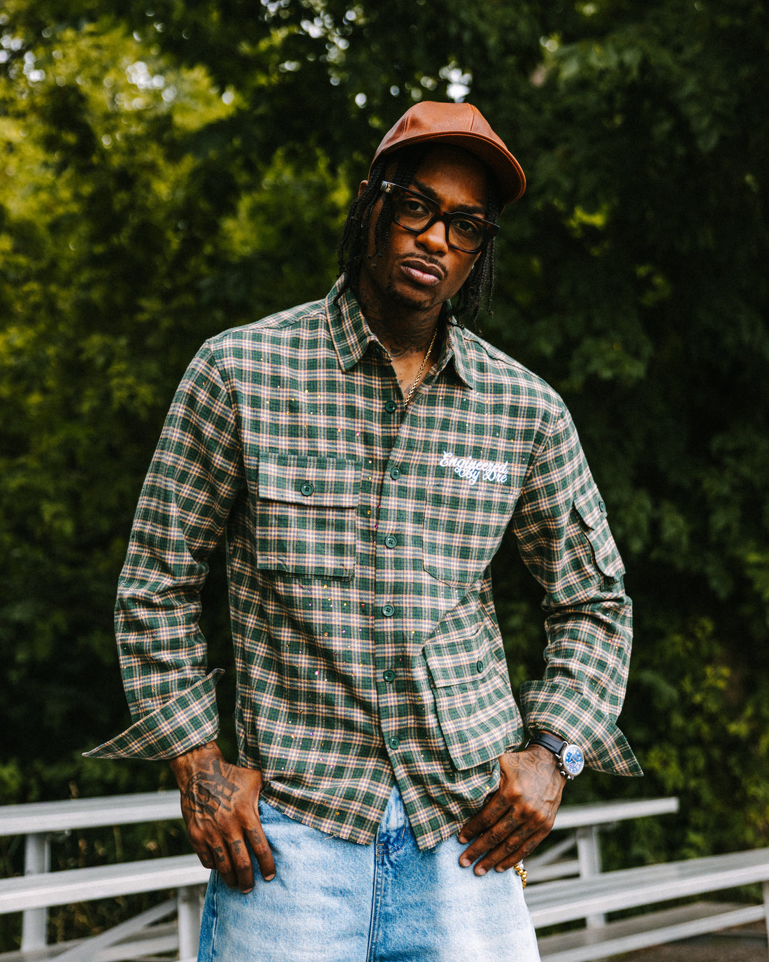 GREEN RHINESTONE FLANNEL