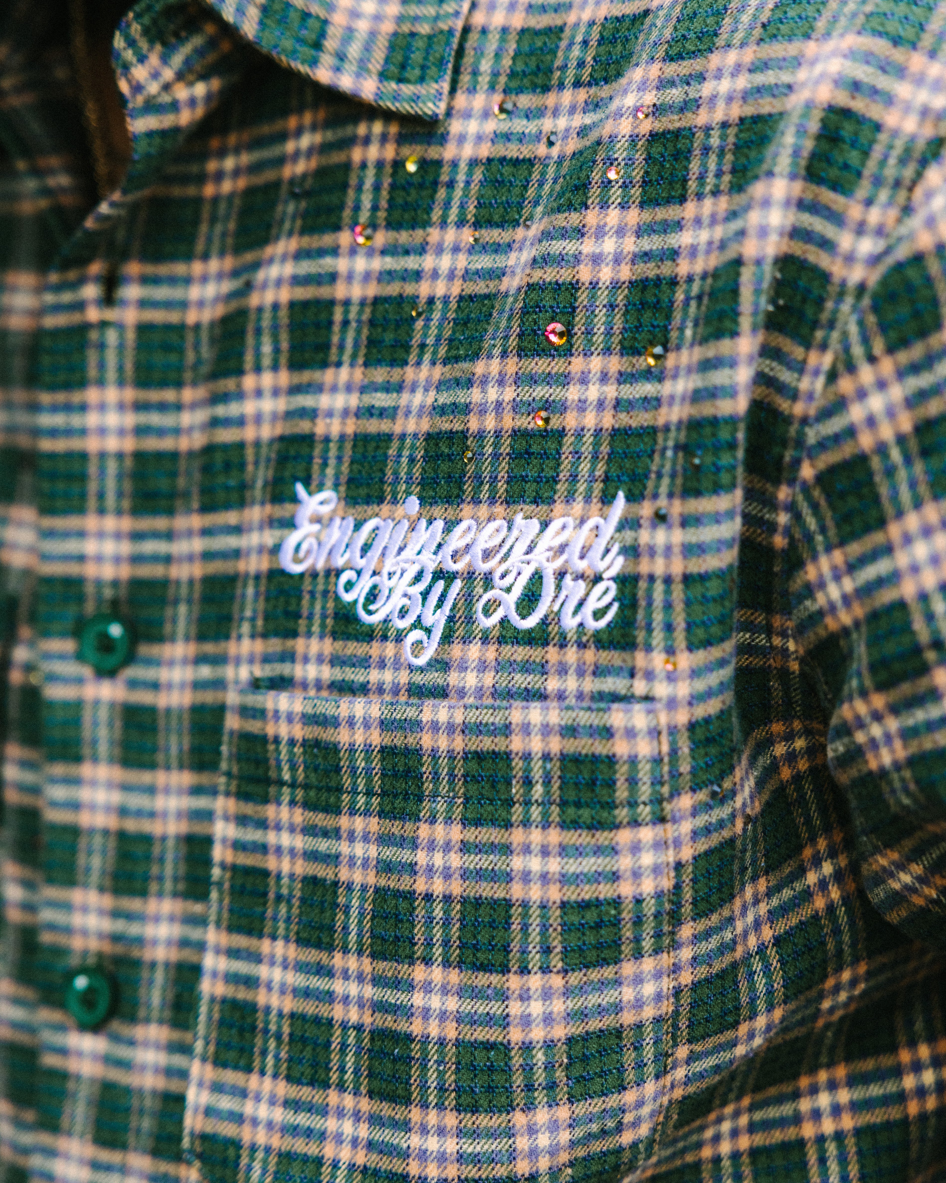GREEN RHINESTONE FLANNEL