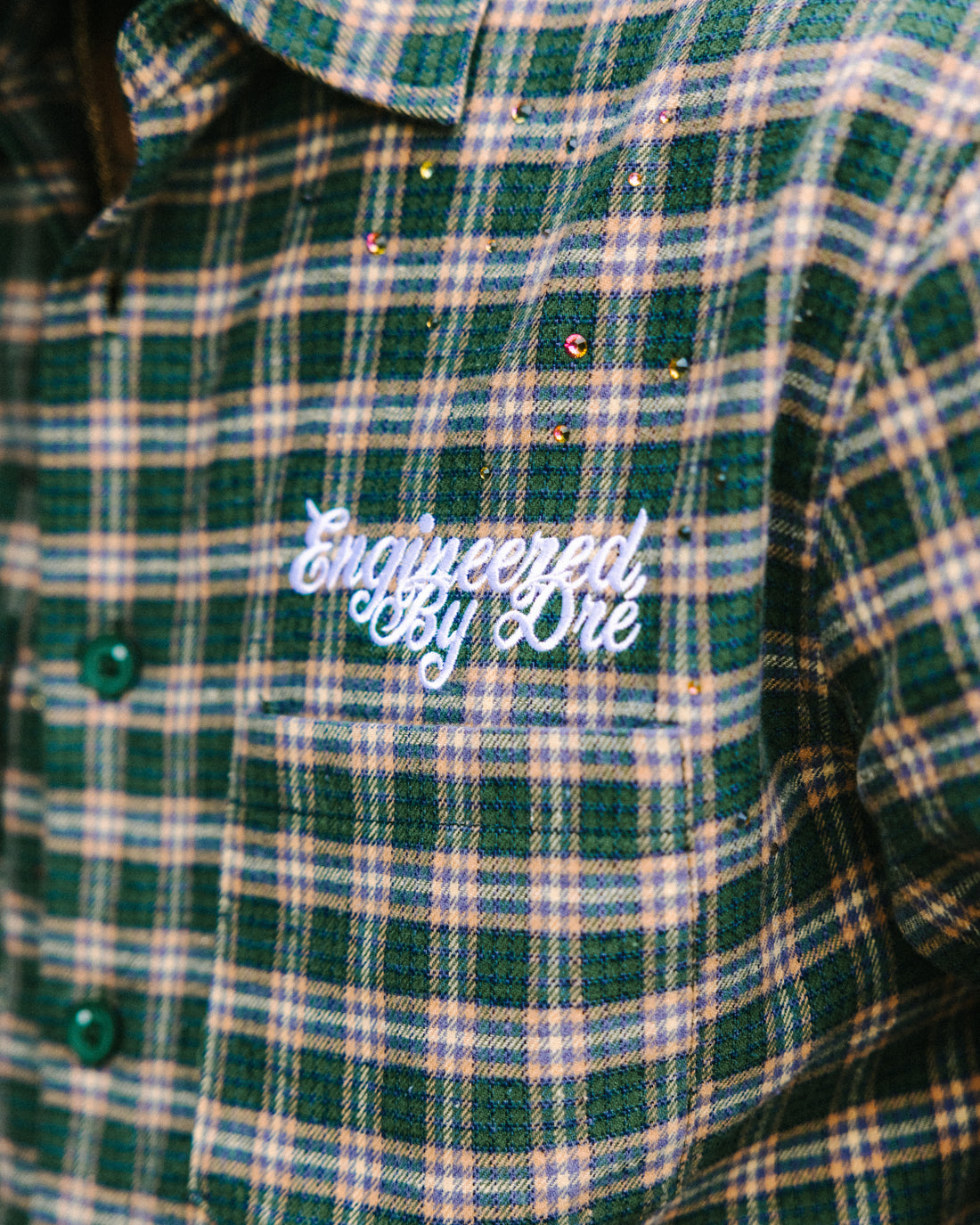 GREEN RHINESTONE FLANNEL
