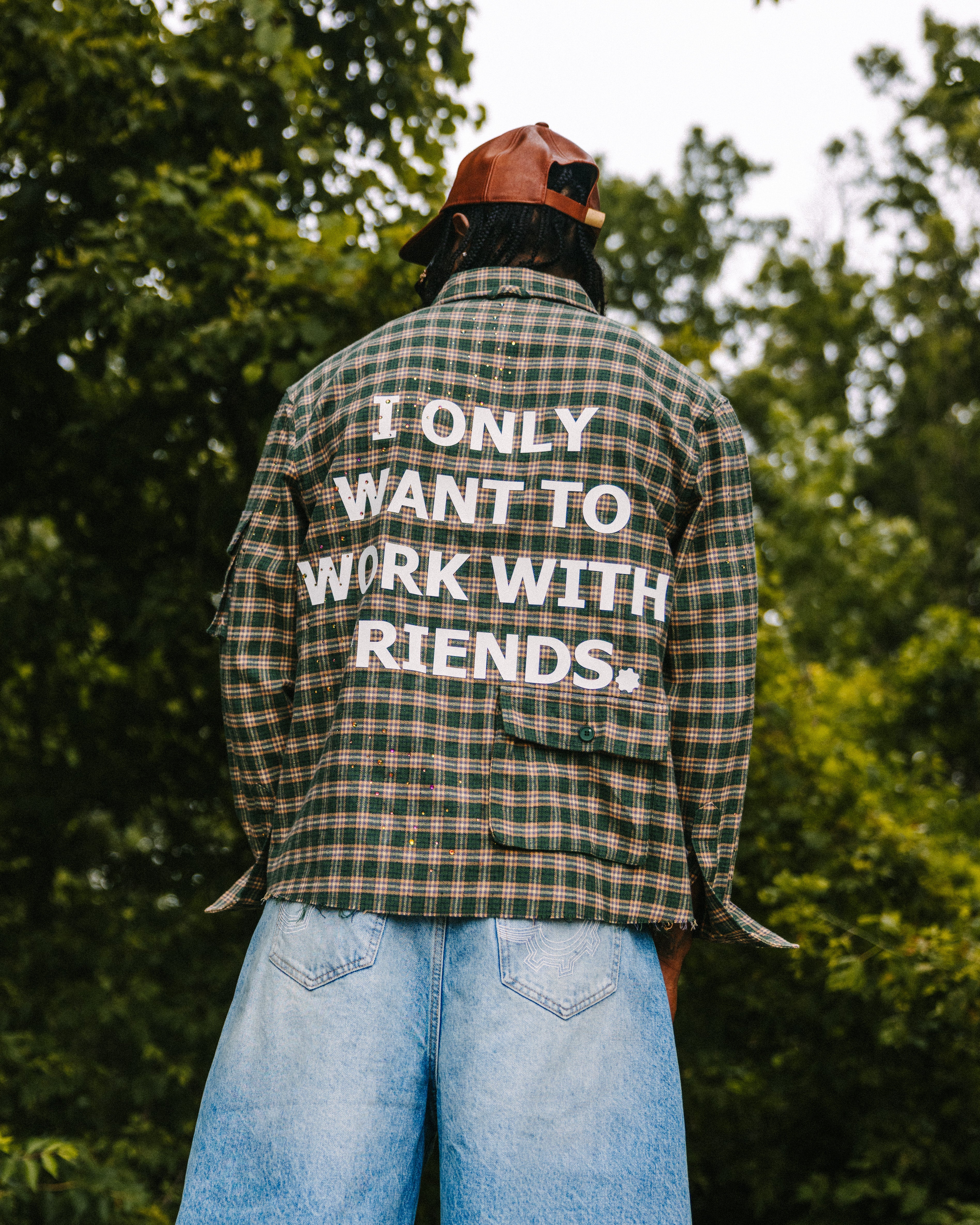 GREEN RHINESTONE FLANNEL