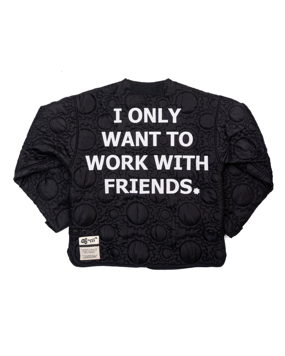 Custom Gear Shaped Quilted Jacket ( BLACK ) back view