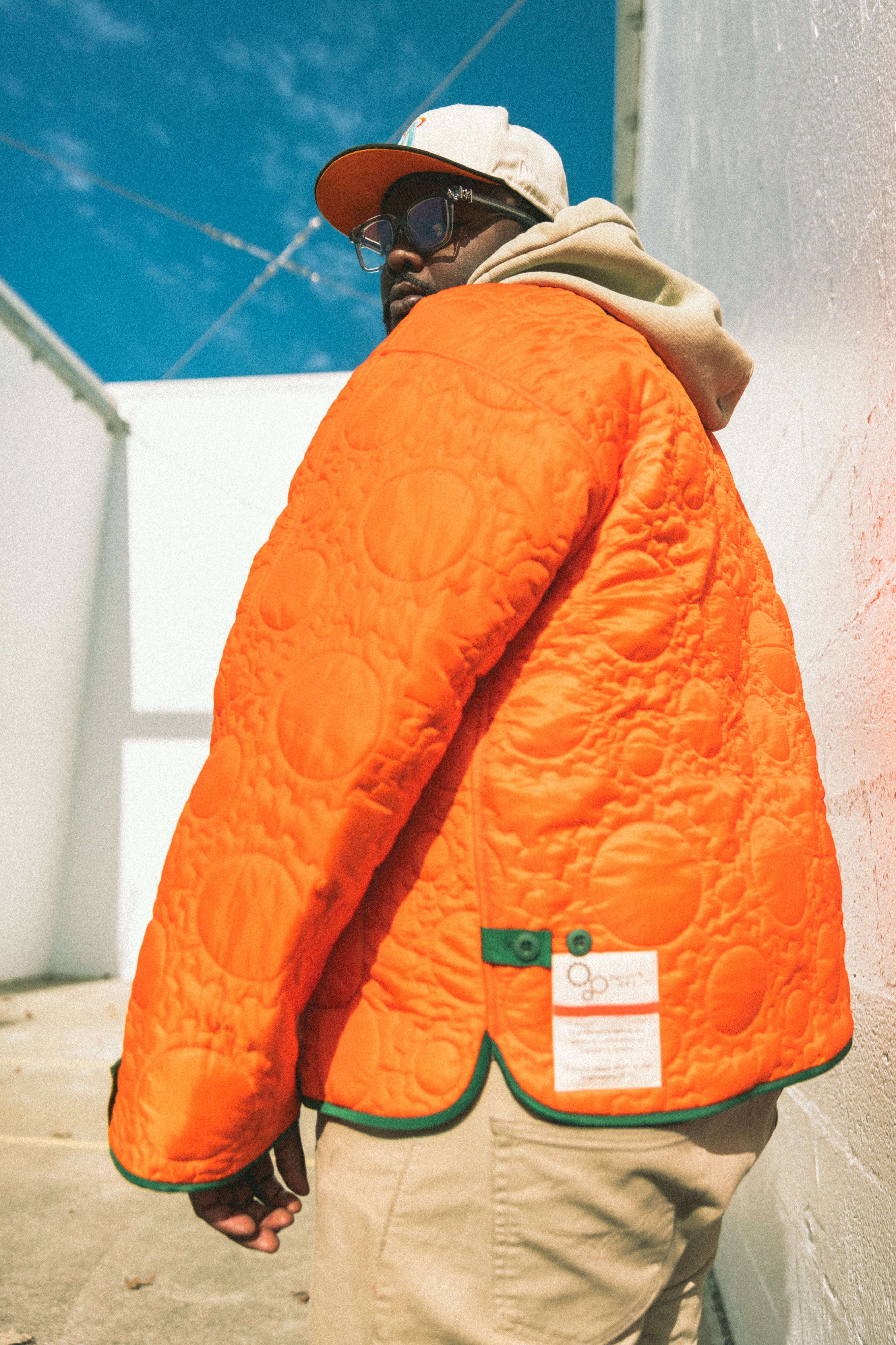Custom Gear Shaped Quilted Jacket (ORANGE)