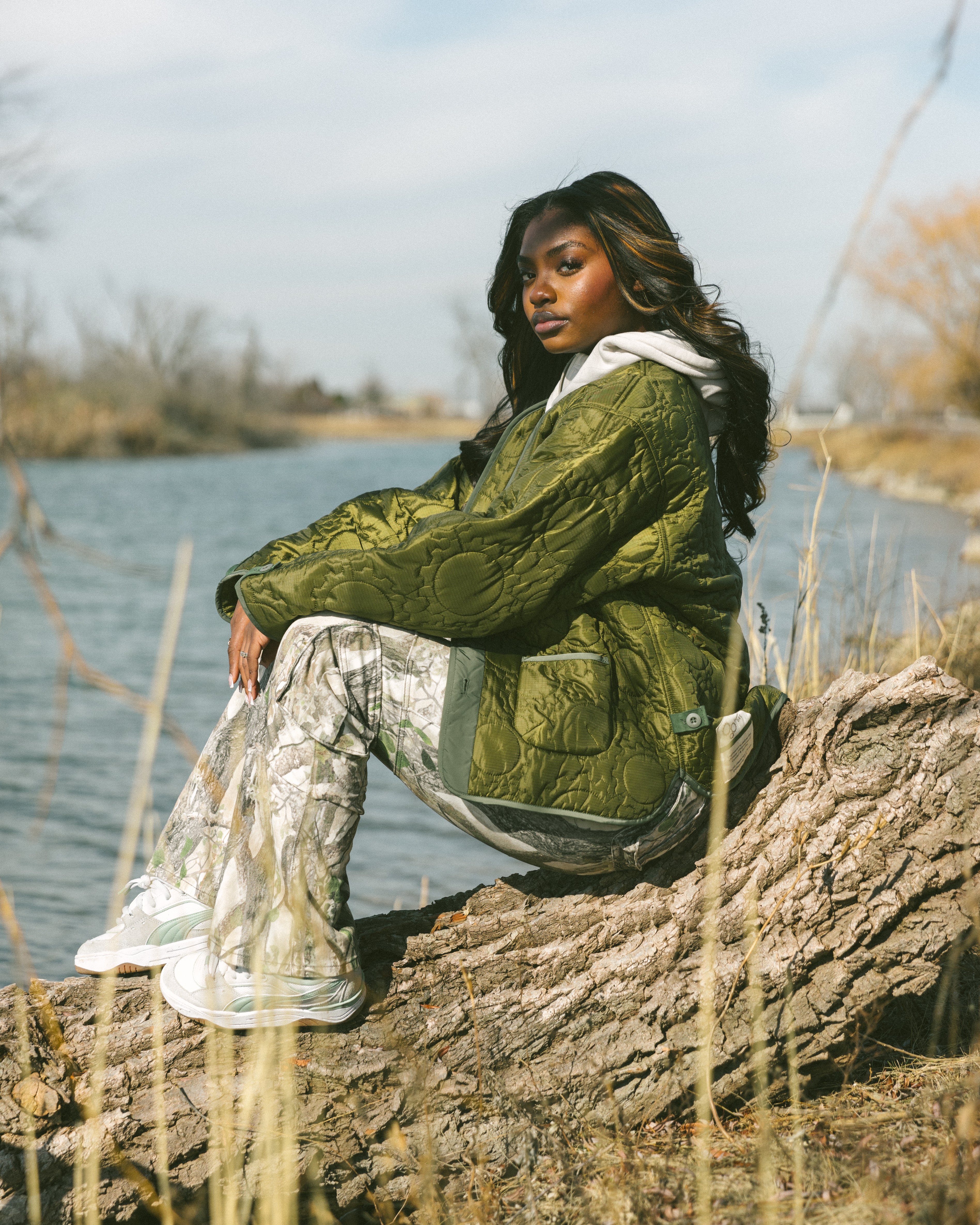 Custom Gear Shaped Quilted Jacket (OLIVE GREEN)