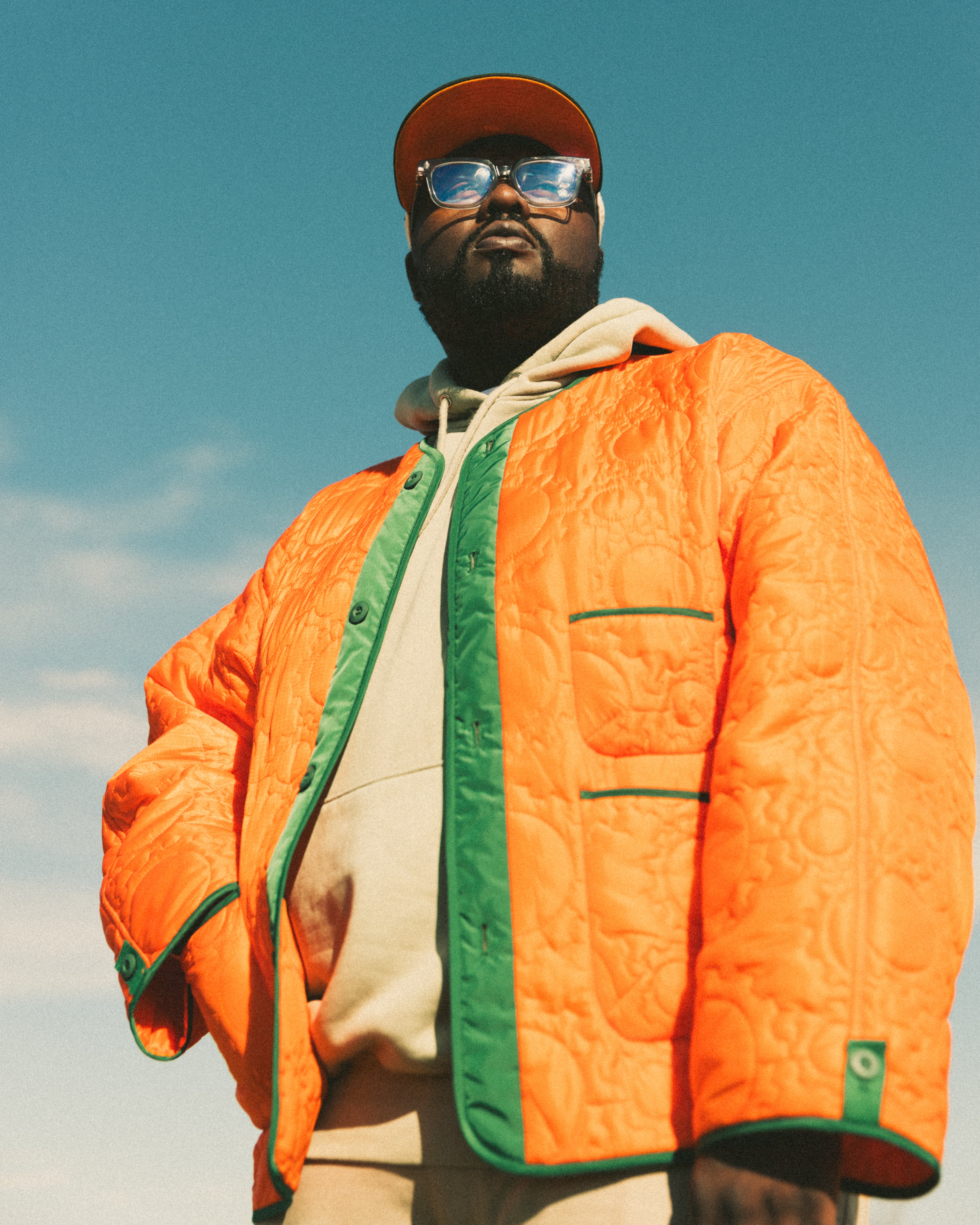 Custom Gear Shaped Quilted Jacket (ORANGE)