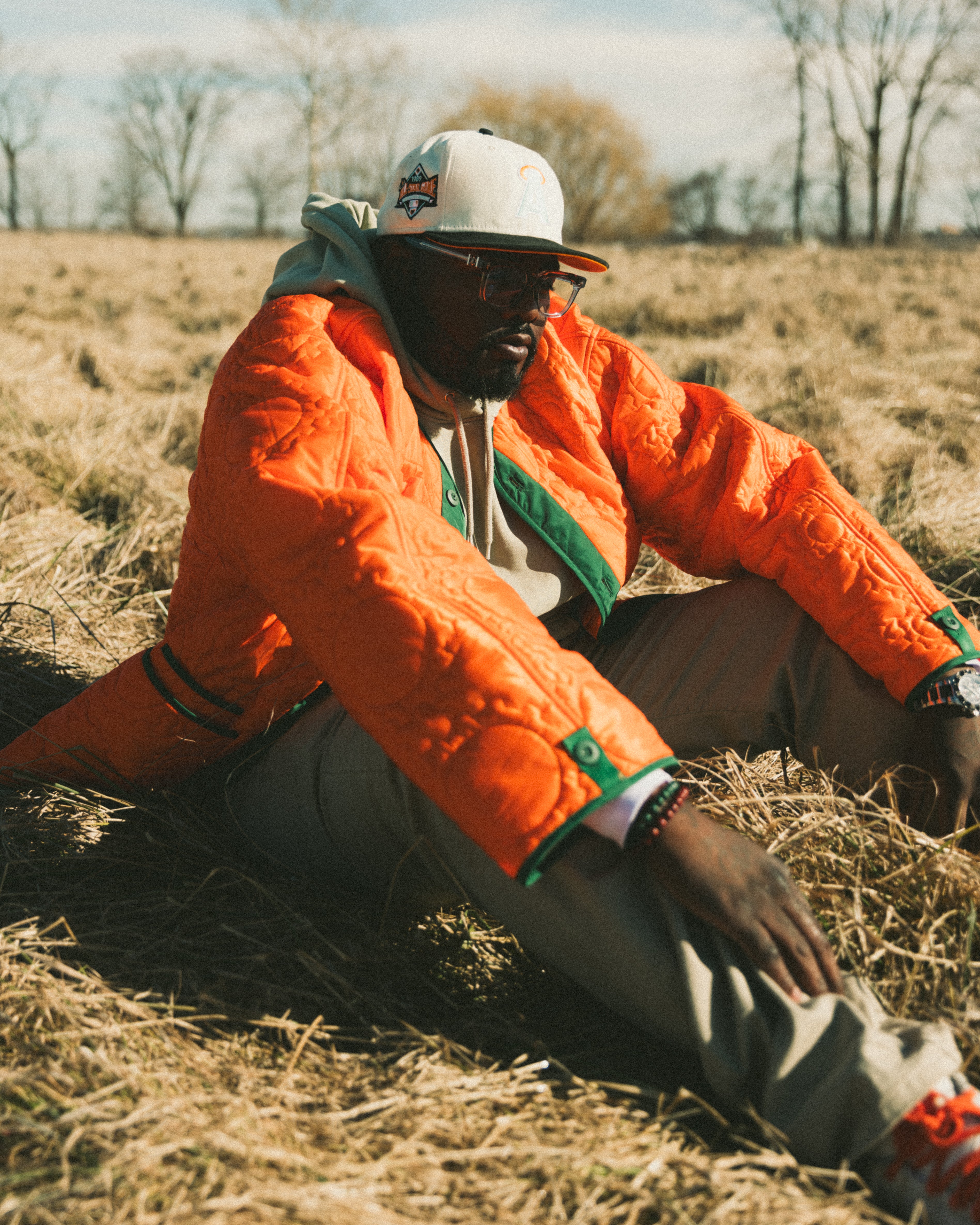 Custom Gear Shaped Quilted Jacket (ORANGE)