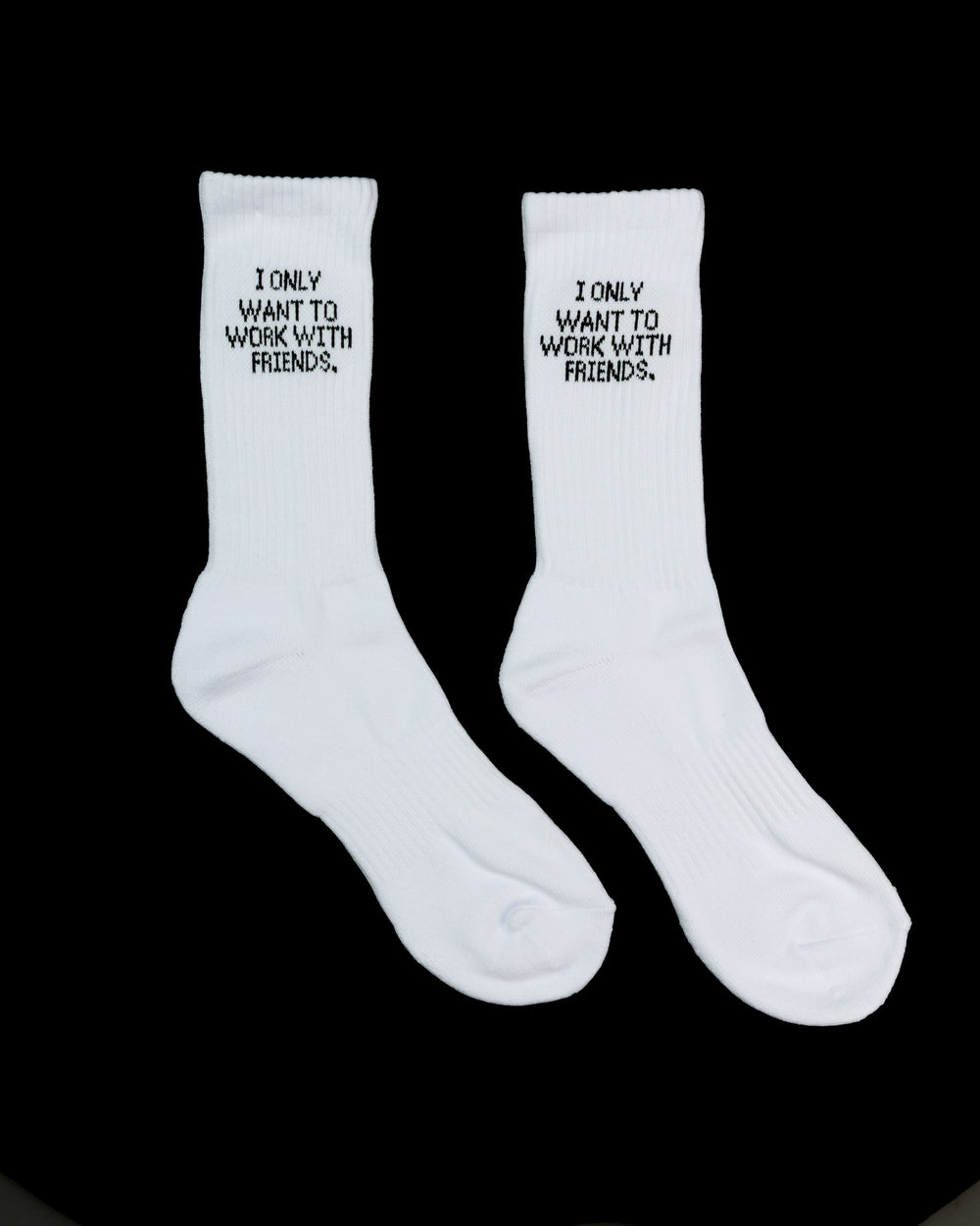 Cushioned Crew Socks 3 Pack (WHITE/BLACK TEXT) — another view