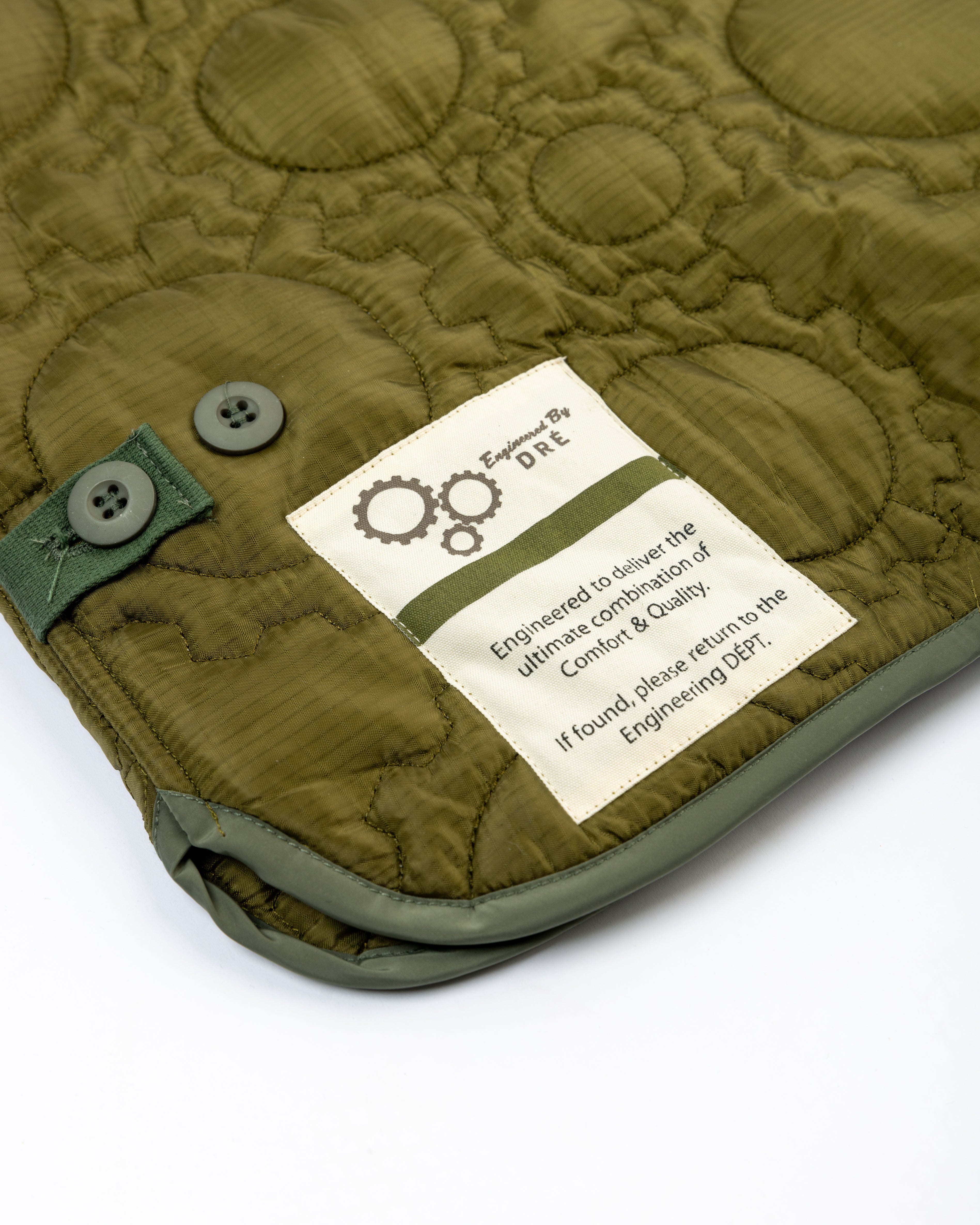 Custom Gear Shaped Quilted Jacket (OLIVE GREEN)