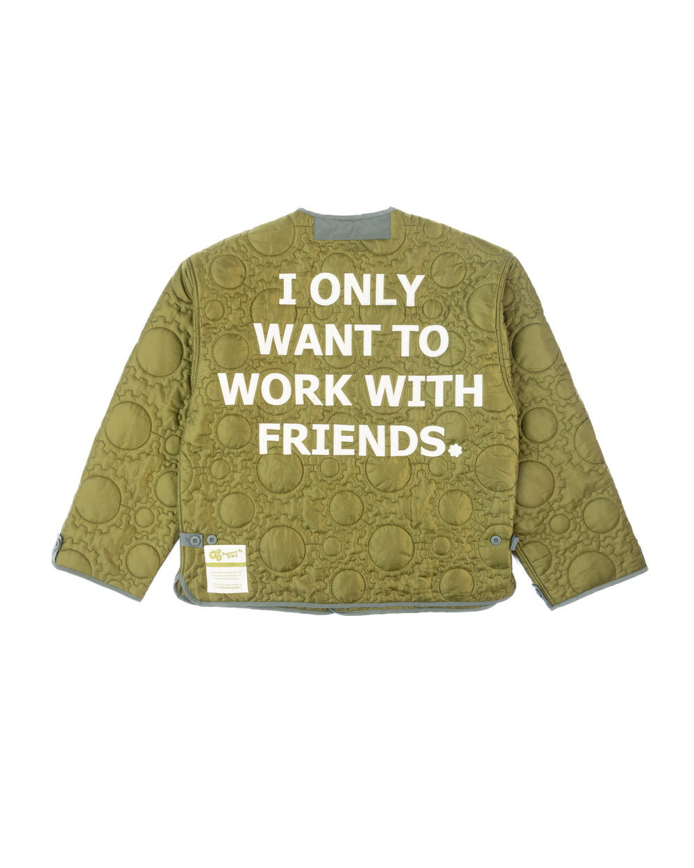 Custom Gear Shaped Quilted Jacket ( GREEN ) back view