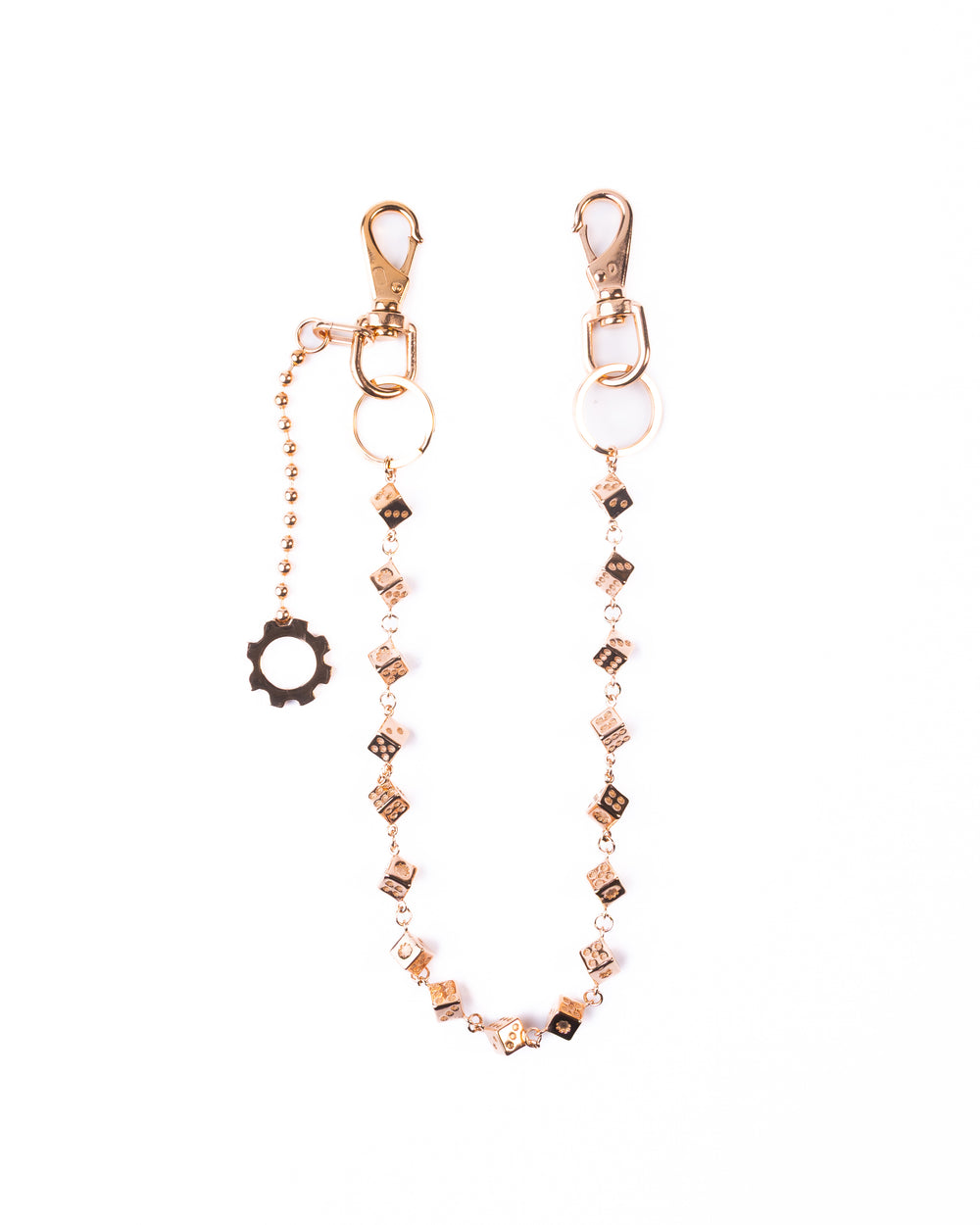 Rose Gold Gear Dice Wallet Chain
