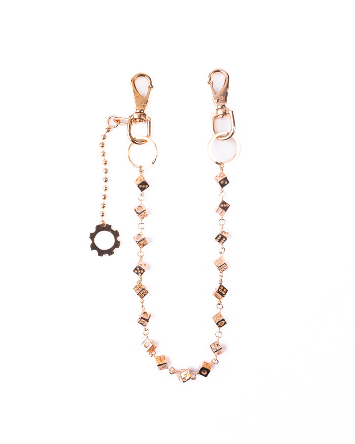 Rose Gold Gear Dice Wallet Chain