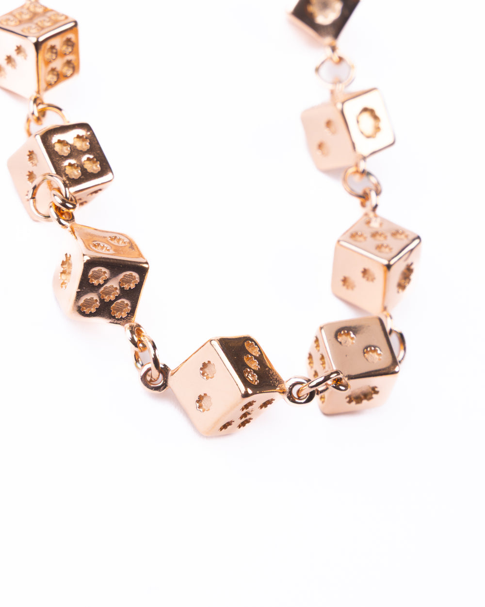 Rose Gold Gear Dice Wallet Chain — another view