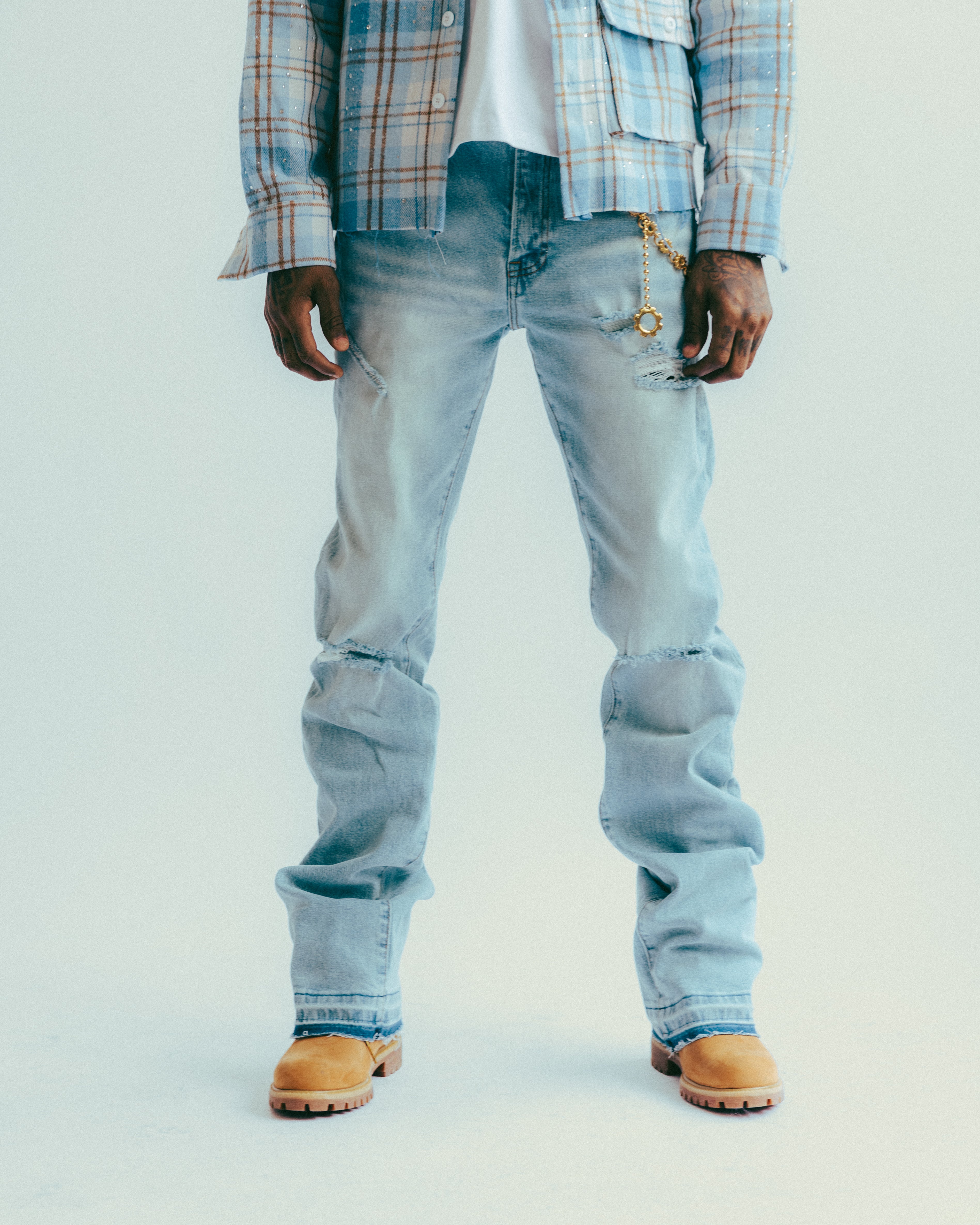 Distressed Wide Leg Denim