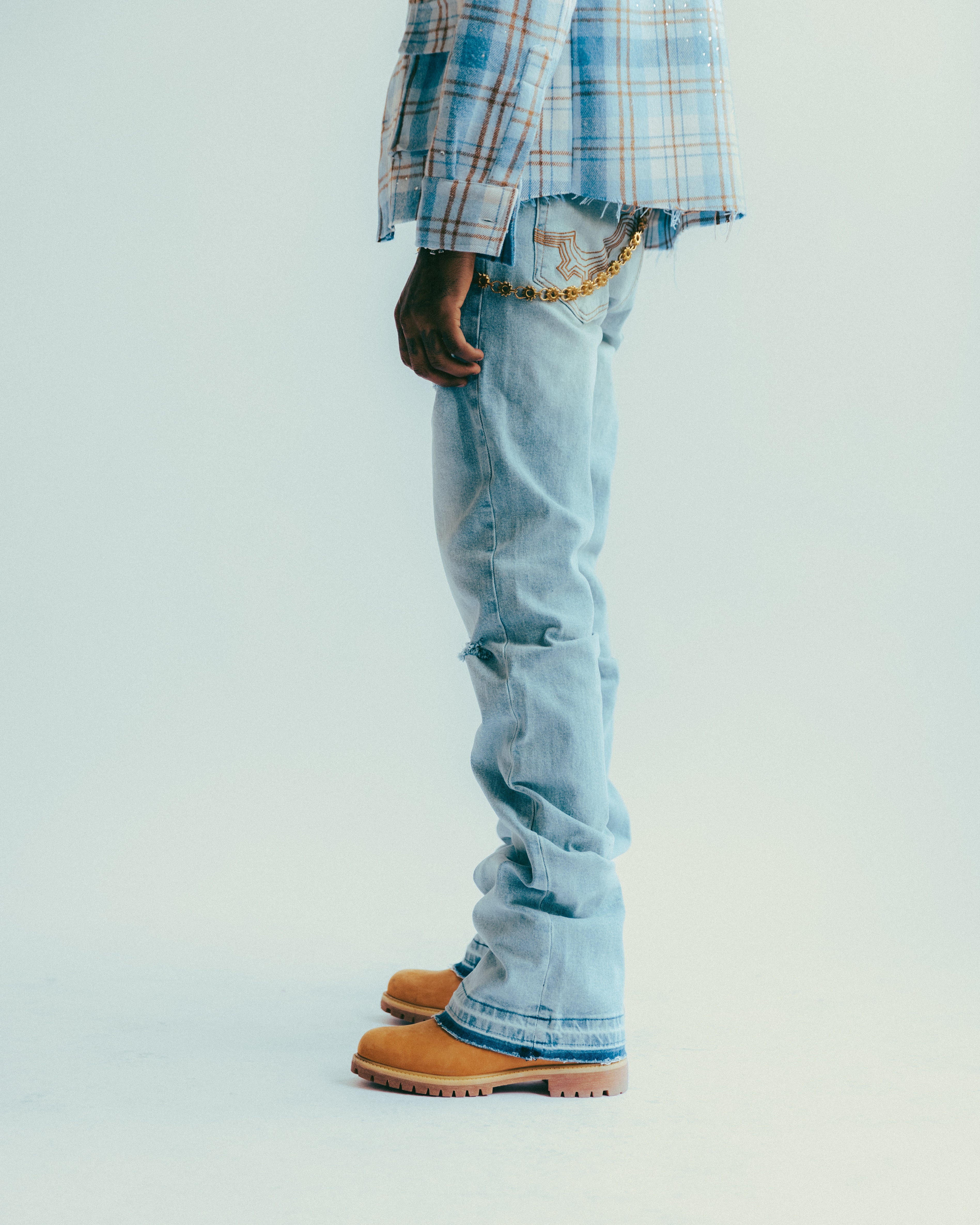 Distressed Wide Leg Denim