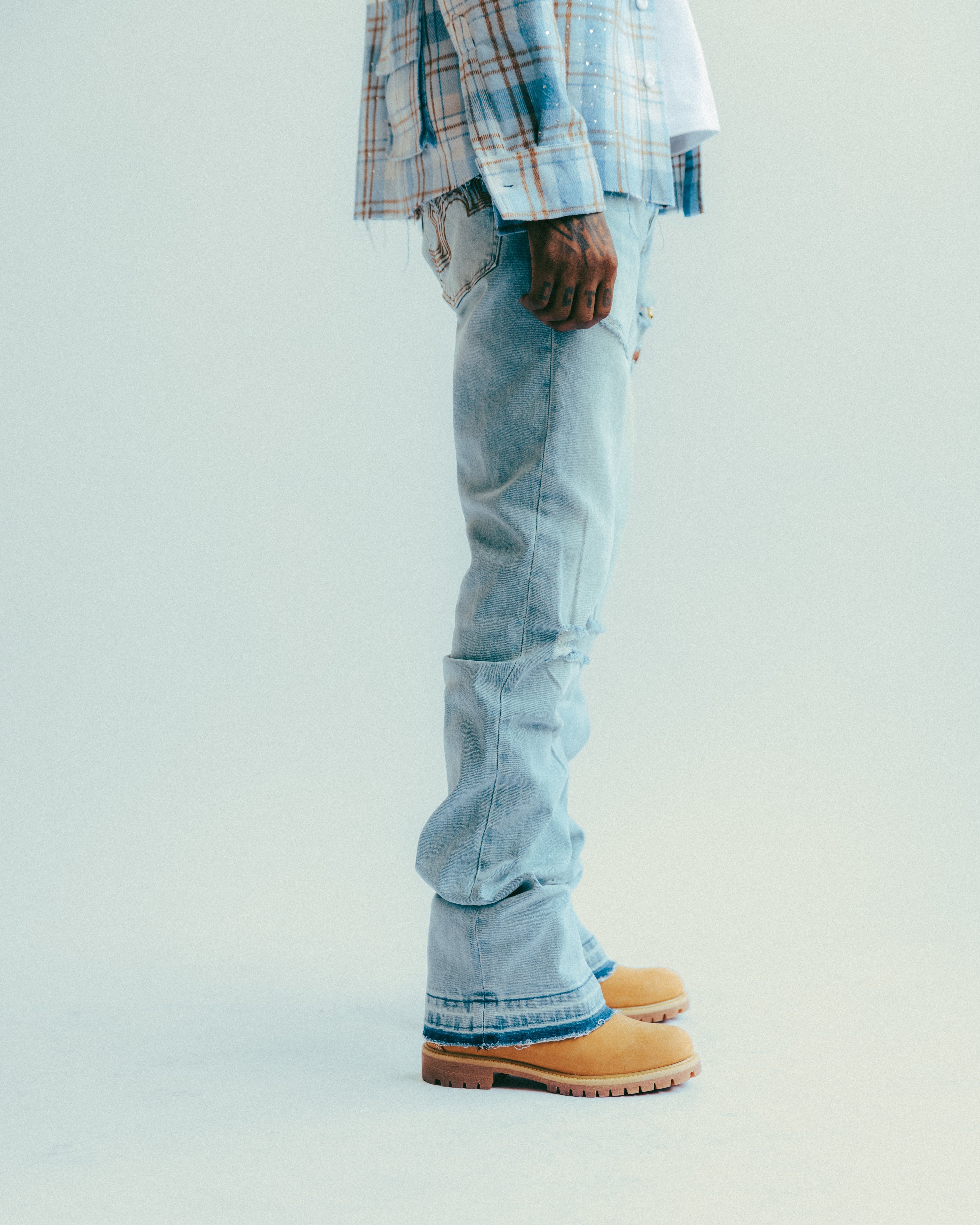 Distressed Wide Leg Denim