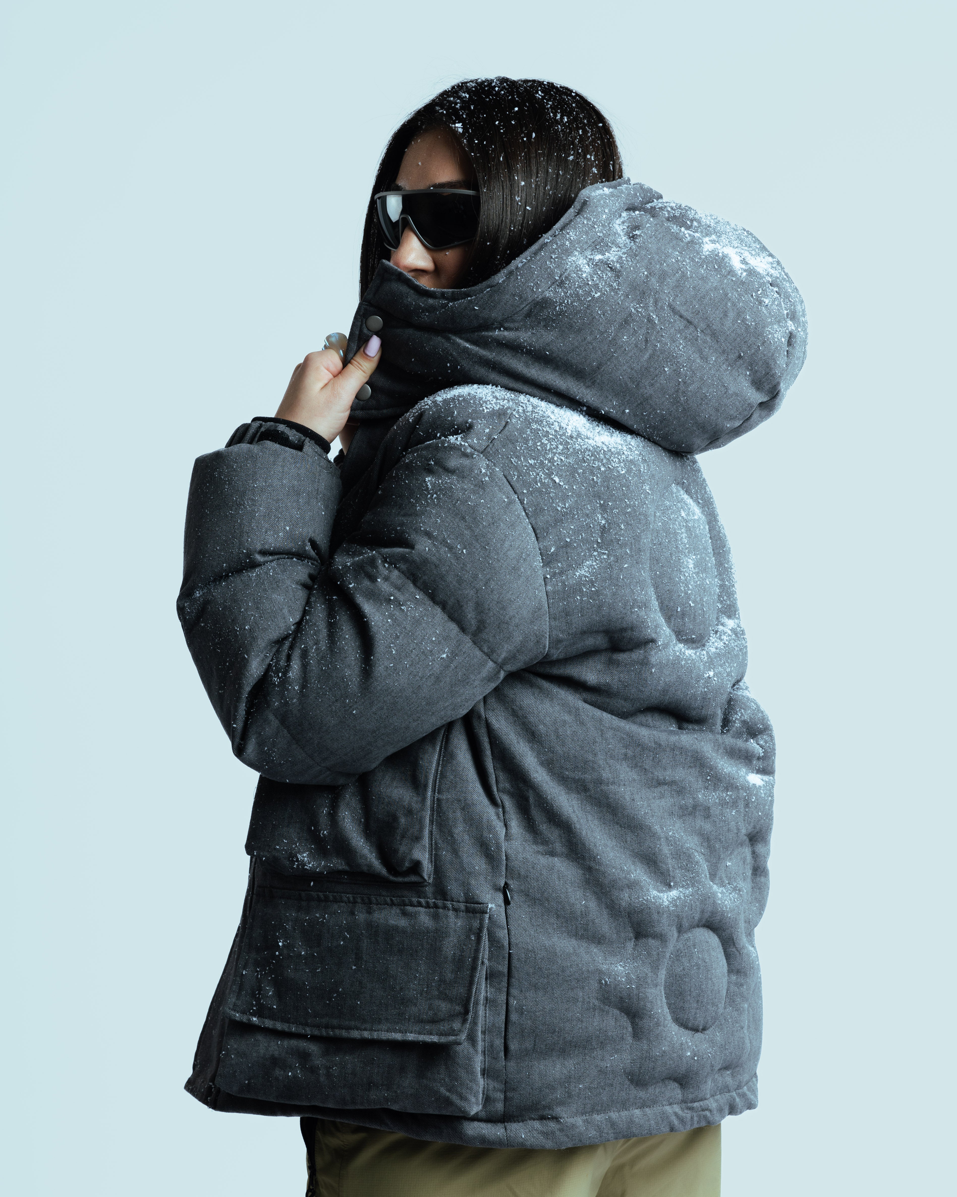 DENIM PUFFER COAT