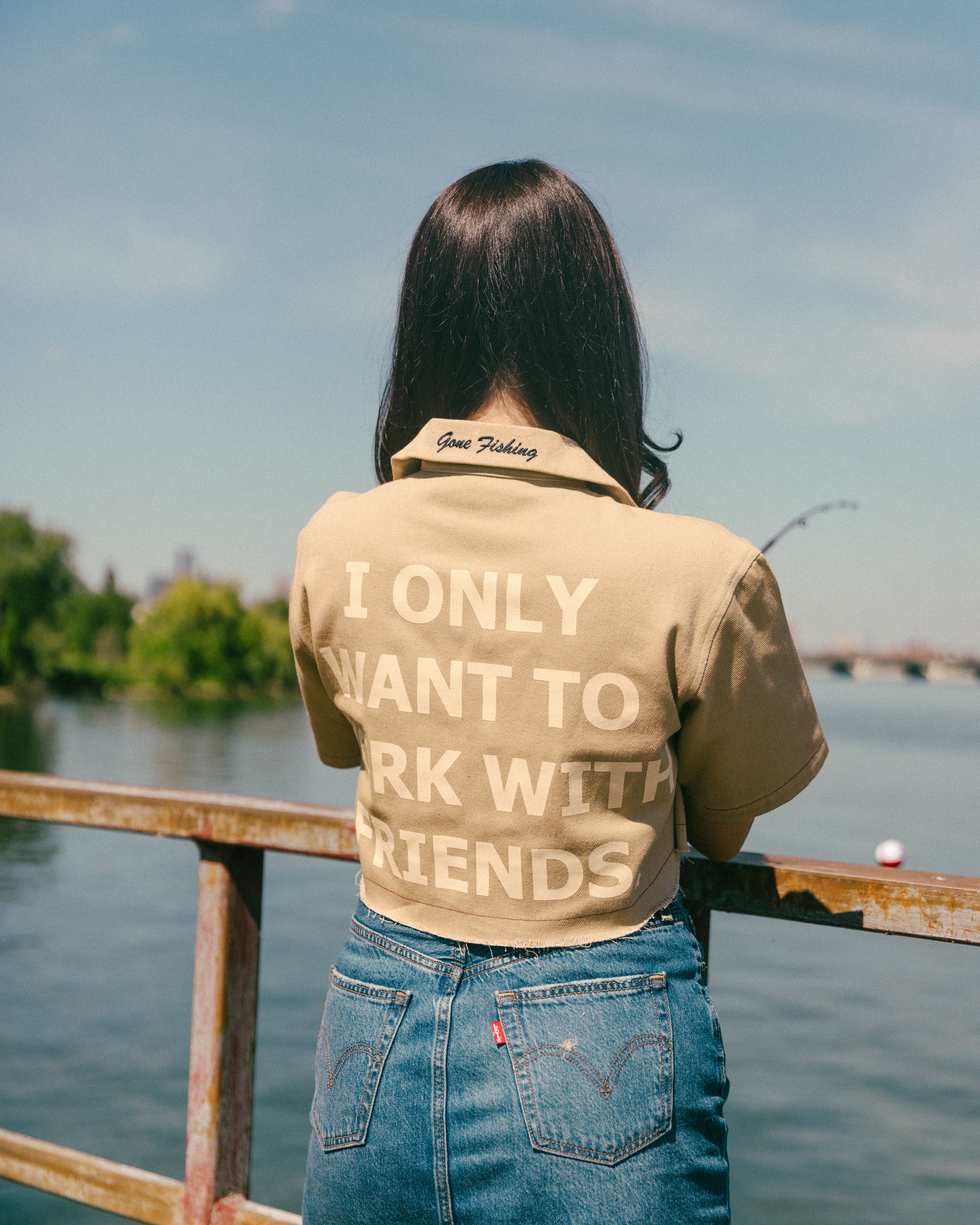 GONE FISHING "Hér" WORKSHIRT ( CROPPED )