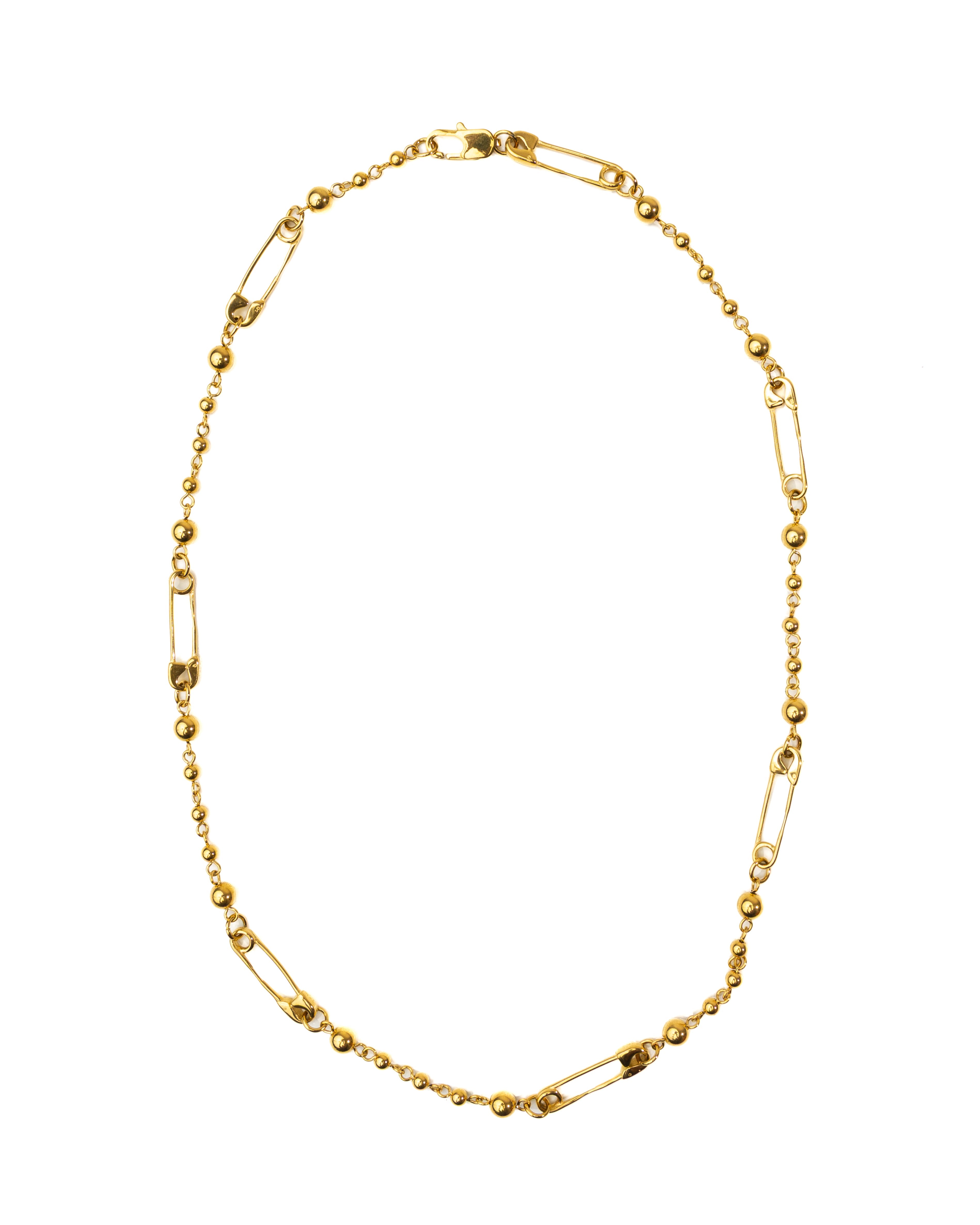 Safety Pin Necklace Gold