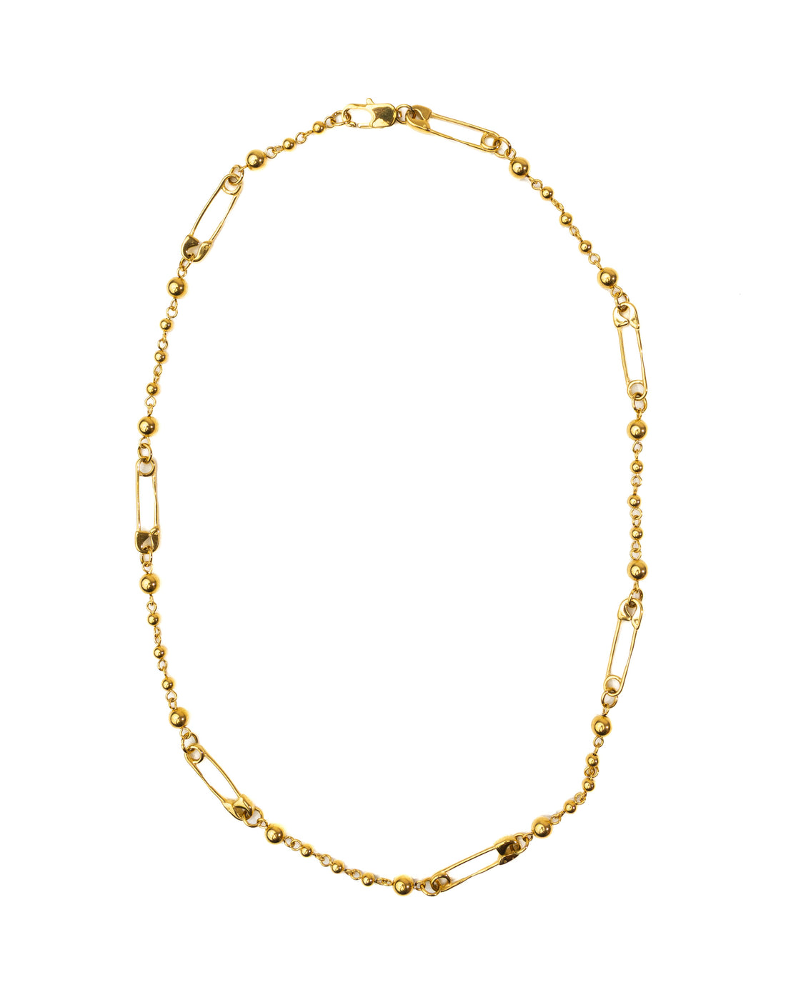 Safety Pin Necklace Gold