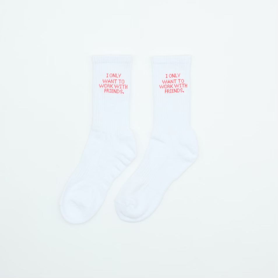 Cushioned Crew Socks 3 Pack (WHITE/RED TEXT) — another view